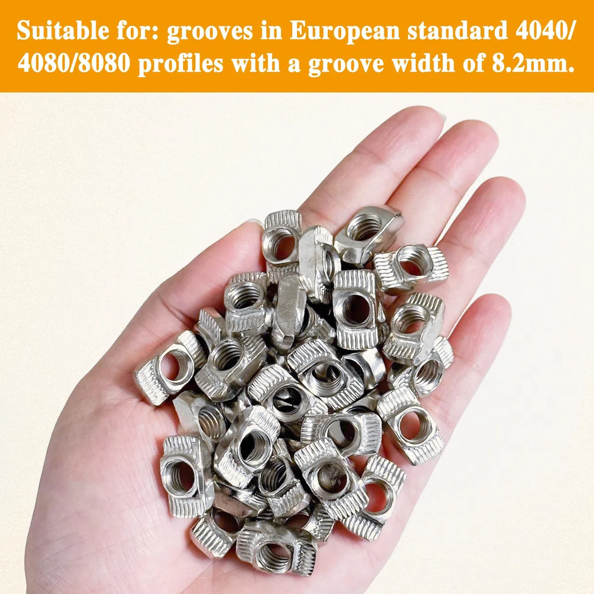 60 pietre scanalate M8, filettatura M8, scanalatura da 10 mm, 8 lunghezze scanalate, acciaio al carbonio, profilo 40 x 40, adatte per scanalature profilate in alluminio (EU40-M8). Adatto per progetti