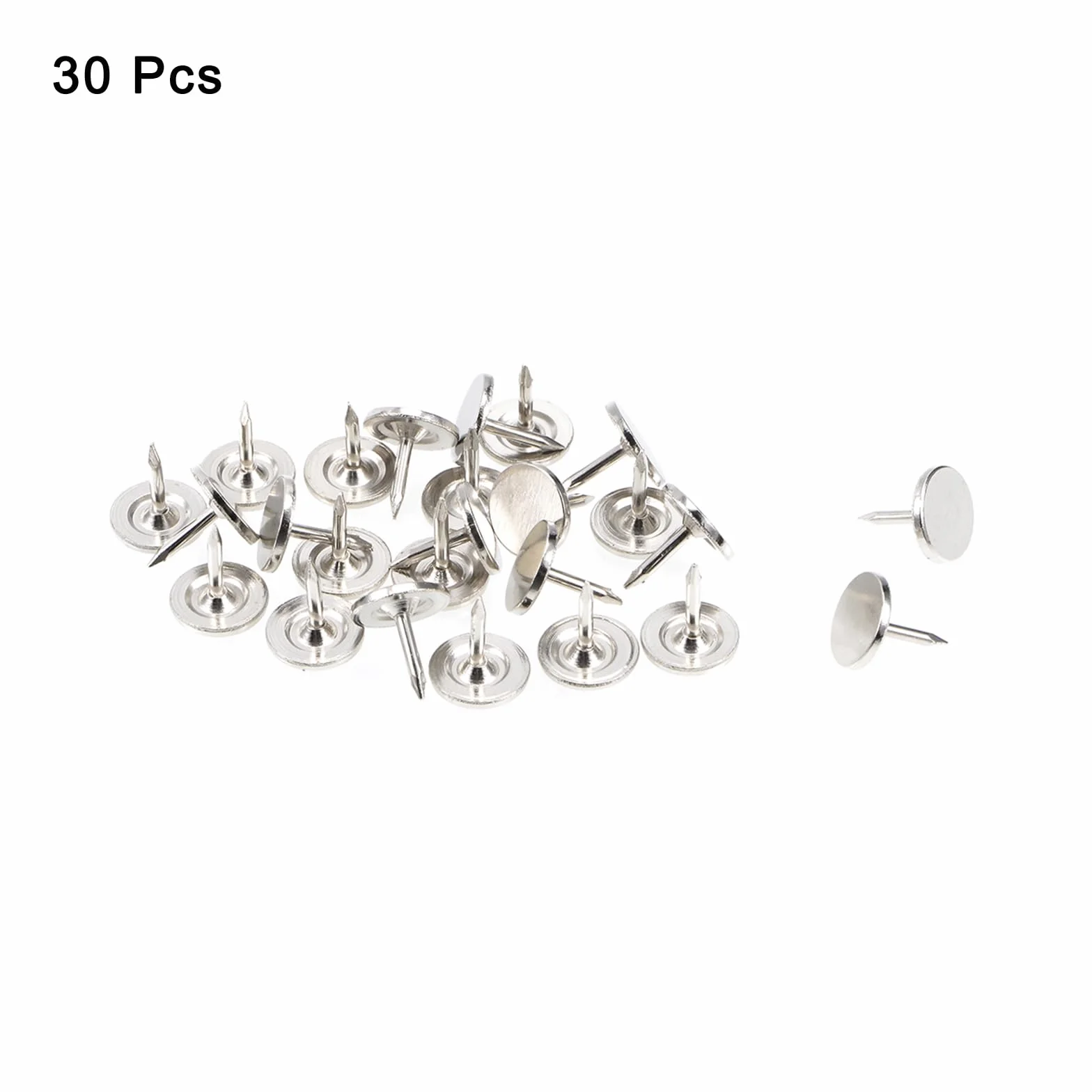 QUARKZMAN 30Pz Chiodi per Tappezzeria, Testa Piatta 9,5mm x 10mm, Puntine da Disegno Chiodi Decorativi per Lavagna Sughero Mobili, Puntine per Mobili, Divani, Testate, Argento