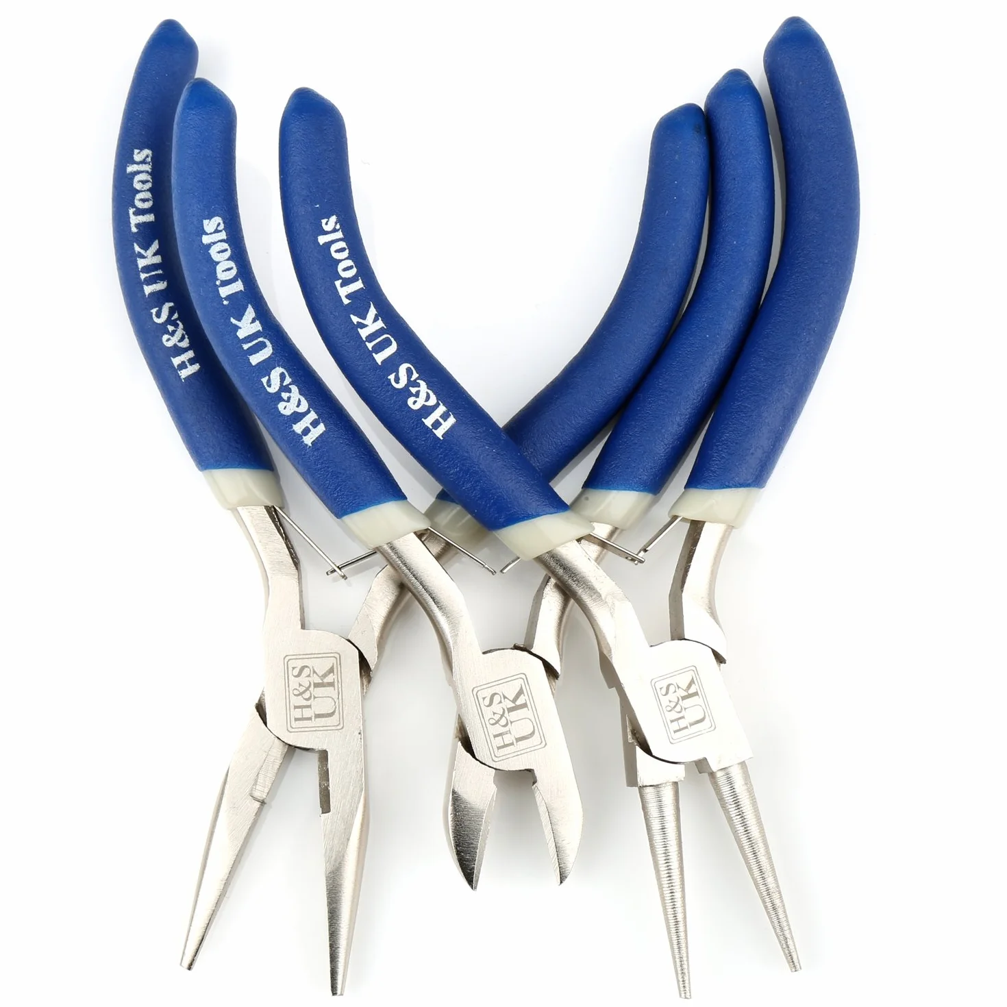 H&S Set Pinze per Bigiotteria Cromate per la Creazione di Gioielli - Set da 3 con Pinze Lunghe, ad Ago e a Punta Tonda - Attrezzi per la Bigiotteria Bricolage e Fai da Te