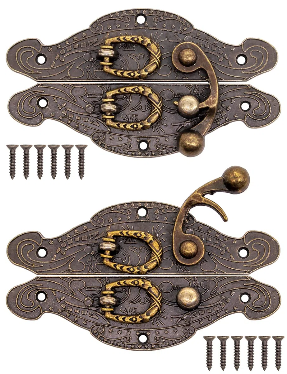 FUXXER 2 chiusure antiche, ganci a blocco, design in ferro bronzo, 90 x 50 mm, set da 2 pezzi