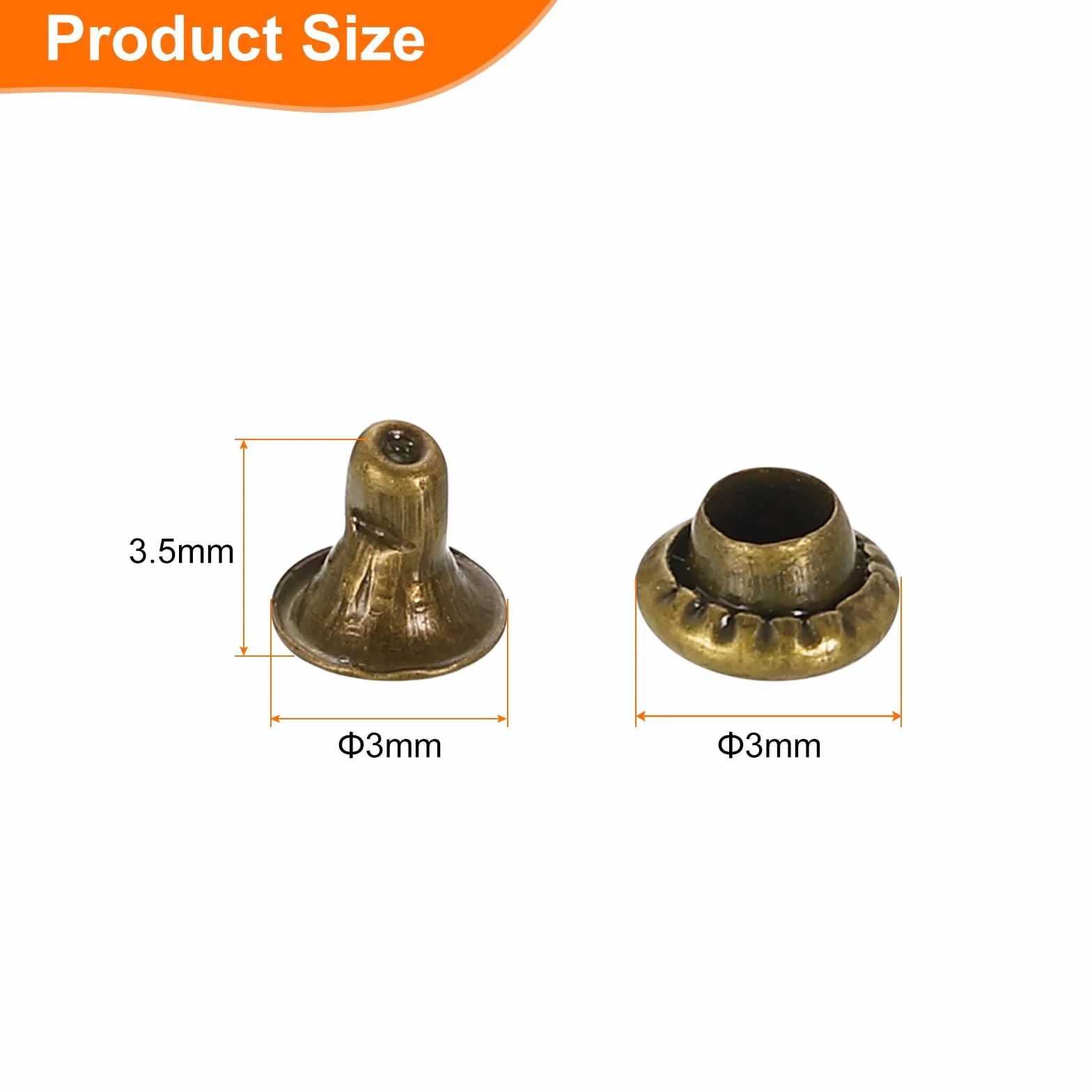 QUARKZMAN 100 Set Rivetti Cappello Singolo 3mm Acciaio Carbonio Testa Tonda Borchie Fissaggi Tubolari Pioli Metallici