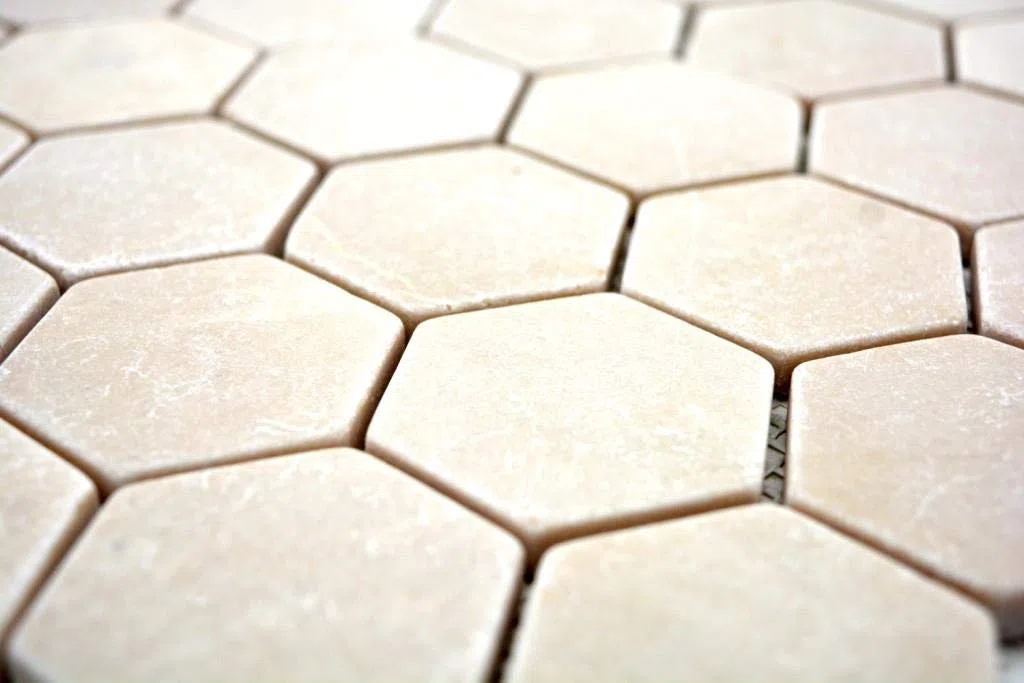 mosaico beige esagono Antico Botticino marmo