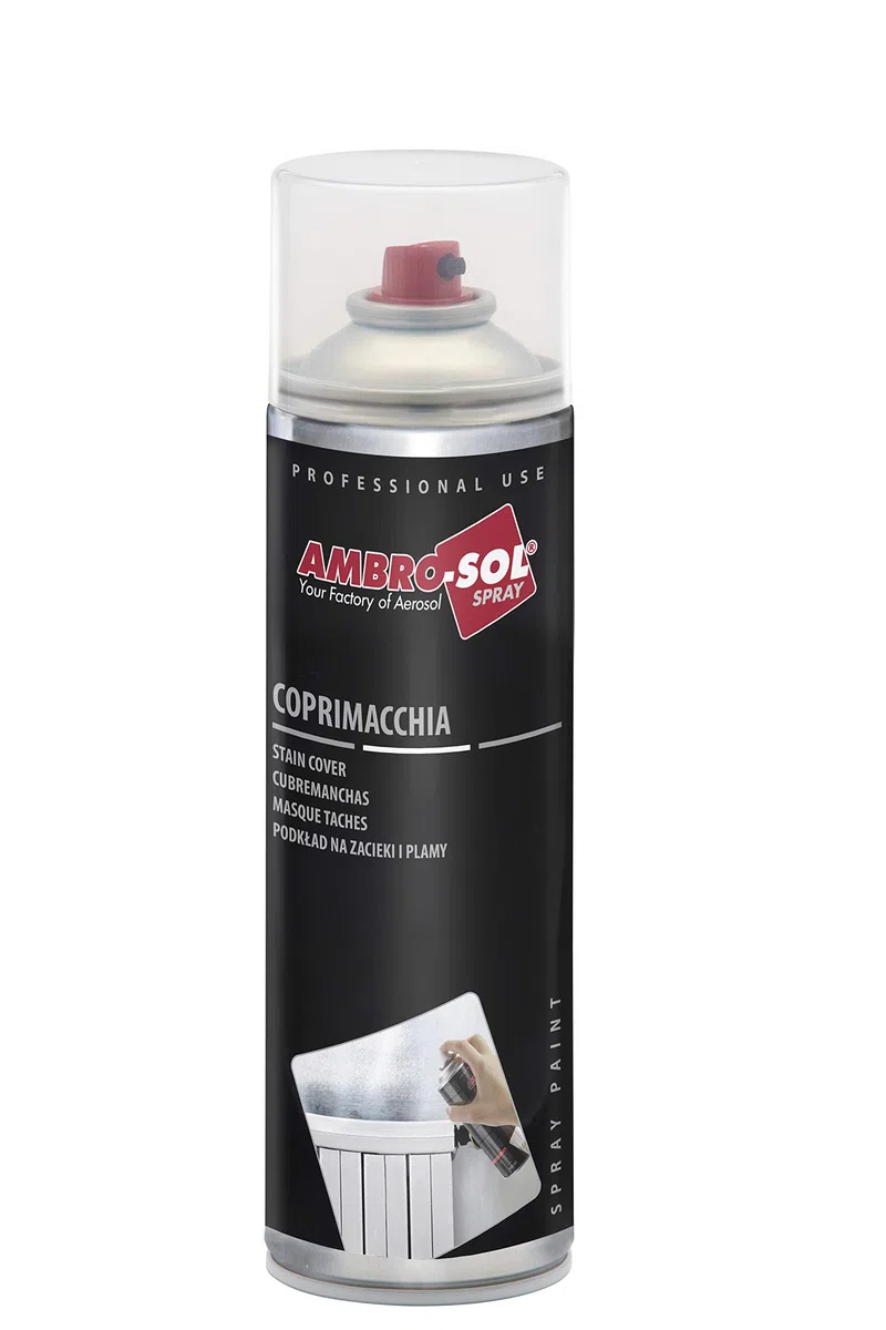 Ambro-Sol V500COPRI Spray Coprimacchia, Copre e Difende le Pareti dalle Macchie più Ostili, Asciugatura Super Rapida, Bomboletta Spray in Banda Stagnata Riciclabile 500 ml