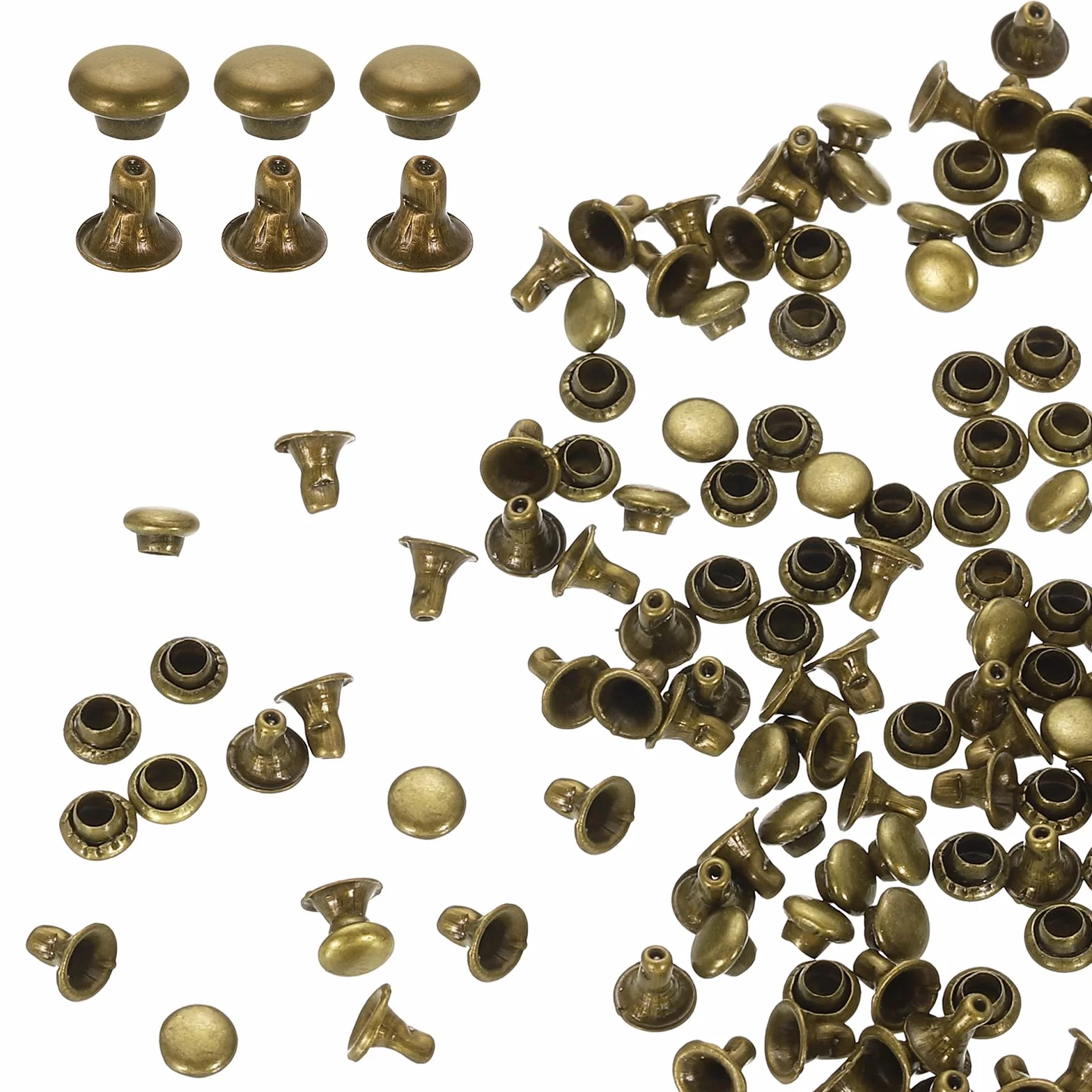 QUARKZMAN 100 Set Rivetti Cappello Singolo 3mm Acciaio Carbonio Testa Tonda Borchie Fissaggi Tubolari Pioli Metallici
