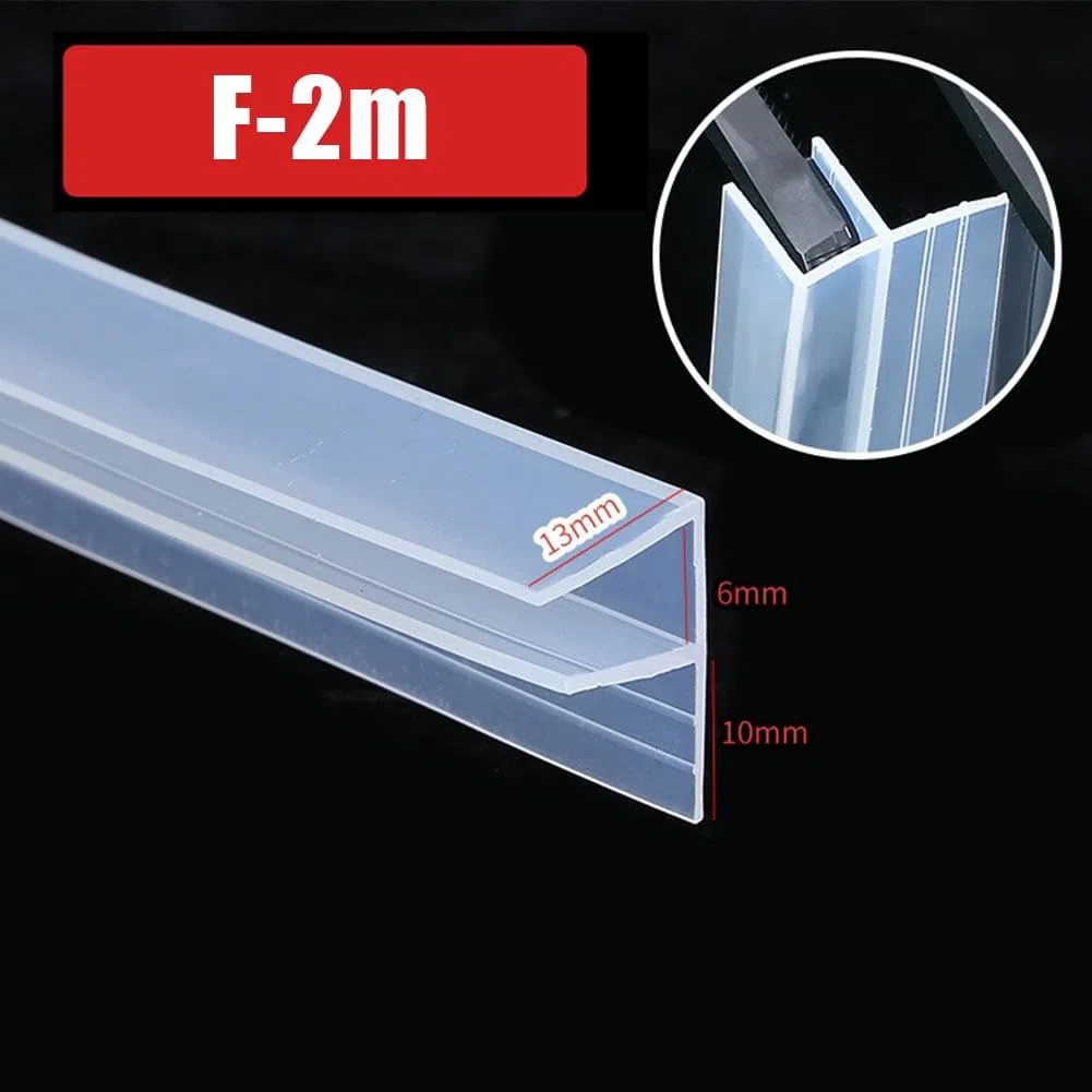 SPORTARC Striscia di tenuta per porta della doccia per vetro da 6 mm, 2 m a forma di F, perfetta guarnizione trasparente per schermo della doccia, ricambio per spessore del vetro 6 mm