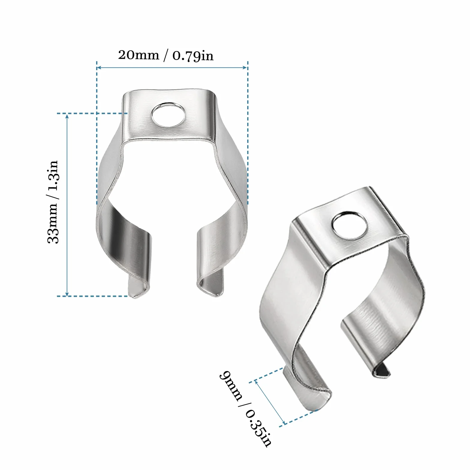 QUARKZMAN T8 LED Tubo Clip x 10pz U Clip Supporto Staffa Montaggio Accessori per Fissaggio Leggero Tubi, [Argento, Nichelato]