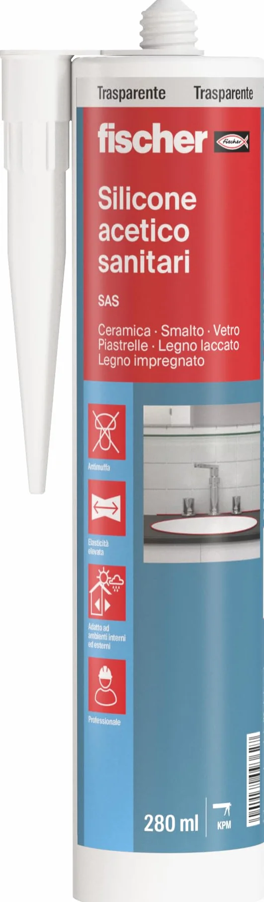 Fischer SAS Silicone Sigillante Antimuffa Acetico 9362 per Sanitari e Cucina