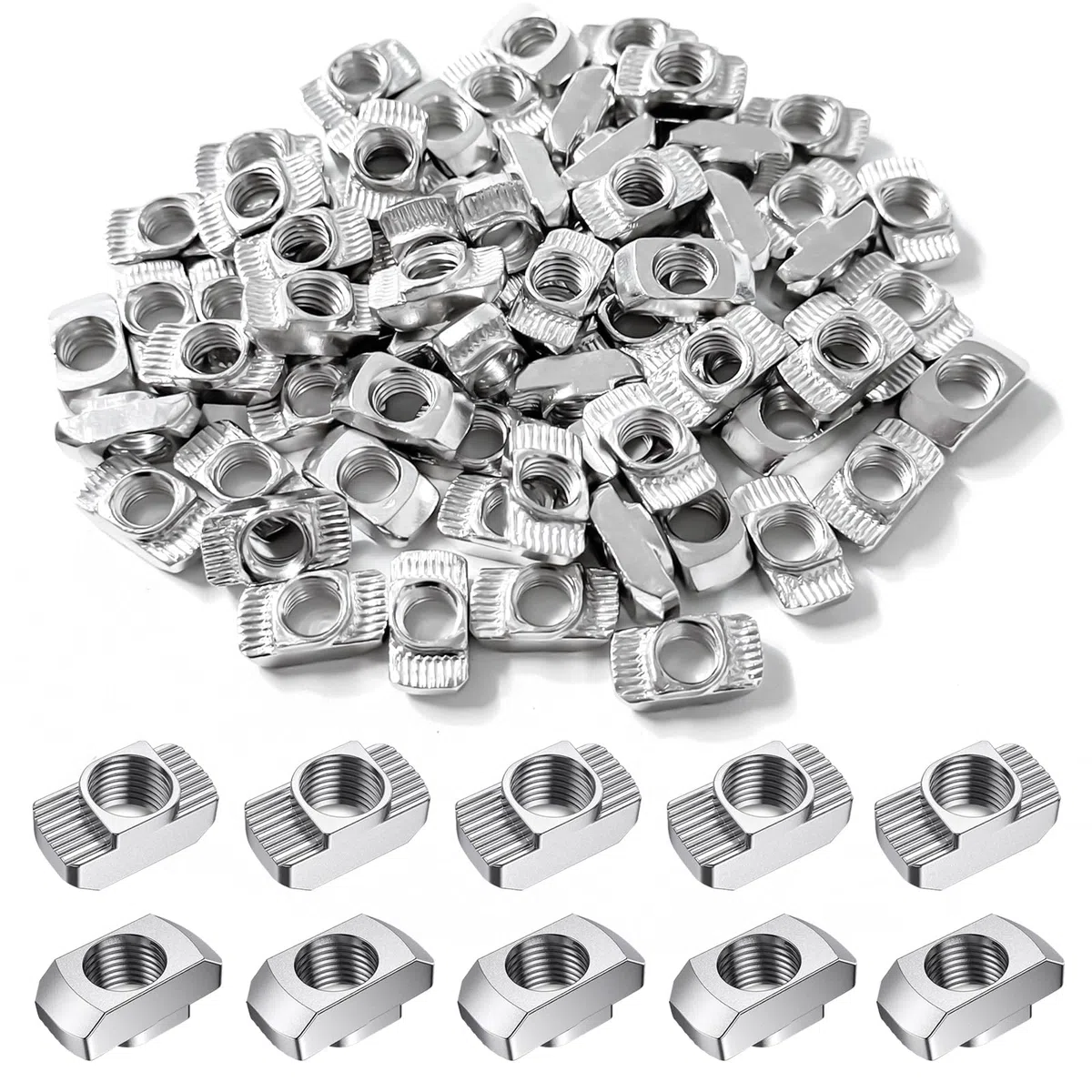 60 pietre scanalate M8, filettatura M8, scanalatura da 10 mm, 8 lunghezze scanalate, acciaio al carbonio, profilo 40 x 40, adatte per scanalature profilate in alluminio (EU40-M8). Adatto per progetti