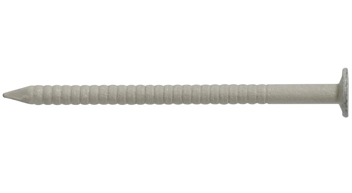 AERZETIX - C64827 - Set di 25 chiodi zigrinati a testa piatta Ø2.3x37mm - chiodo con gambo ad anello - in acciaio A2 - colore avorio - fissaggio lamiere pannelli facciate grondaie legno