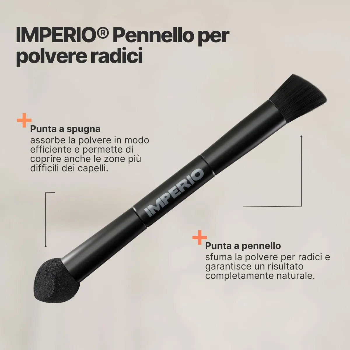 IMPERIO 2in1 pennello per polvere capelli per applicazione precisa e sfumatura di polvere per radici e per ricreare ciocche di capelli (L'Originale)