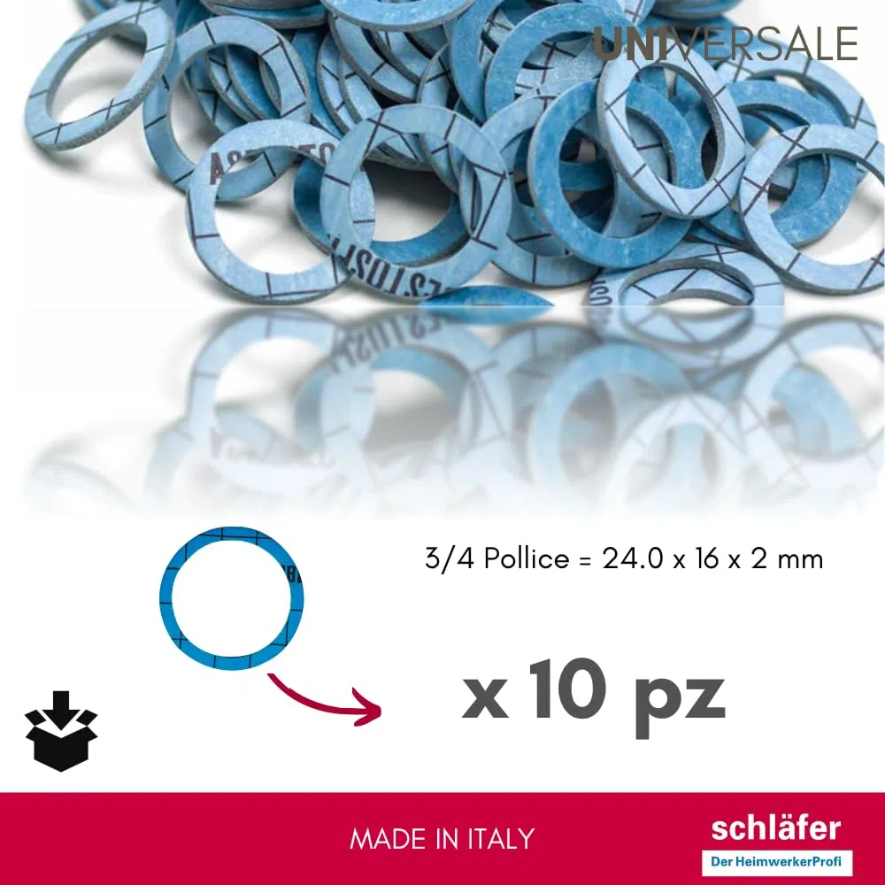 Schläfer 182830 | Guarnizioni idrauliche Piatte per Alte Temperature blu FASIT 3/4-2 mm, Sanitaria, Rubinetti, Raccordi Acqua, Caldaia, Gas, Impianti di Riscaldamento e Solare Termico. Conf 10PZ