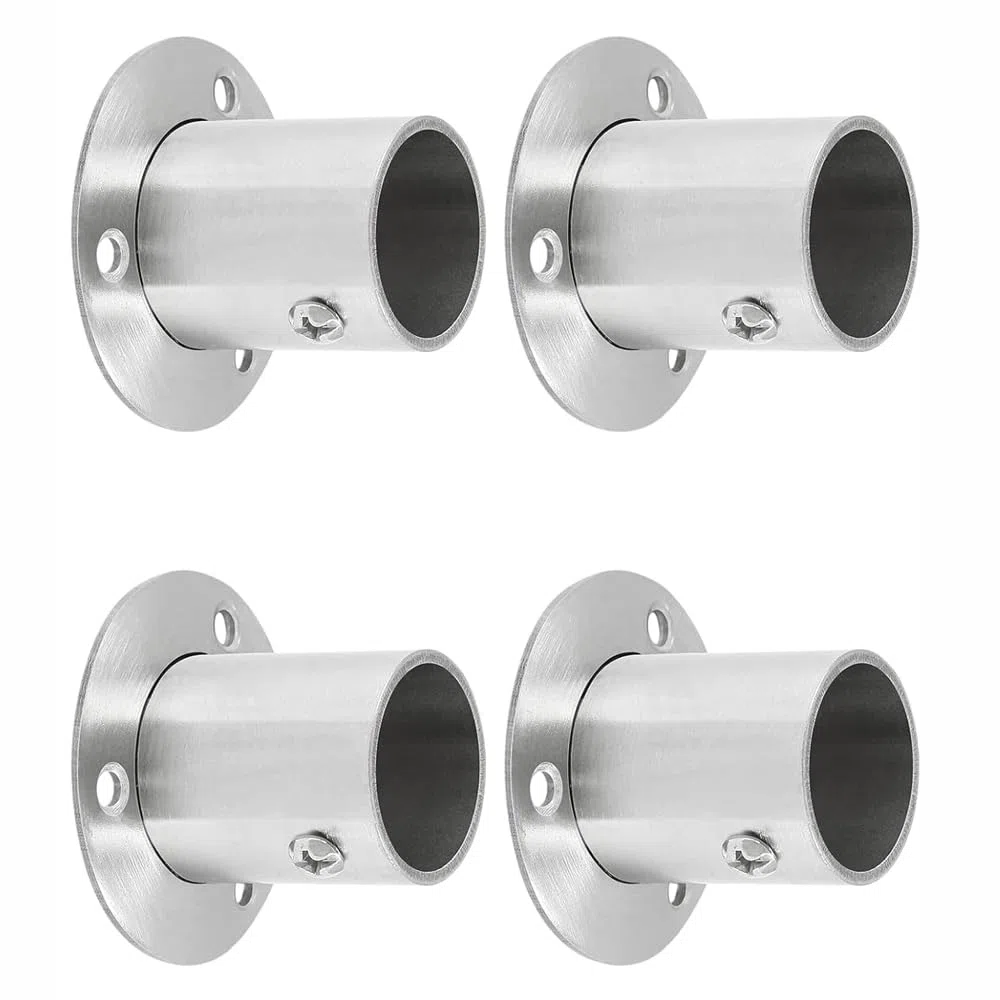 Set di 4 supporti con flangia da 32 mm, in acciaio inox, per fissaggio e stabilità del tubo