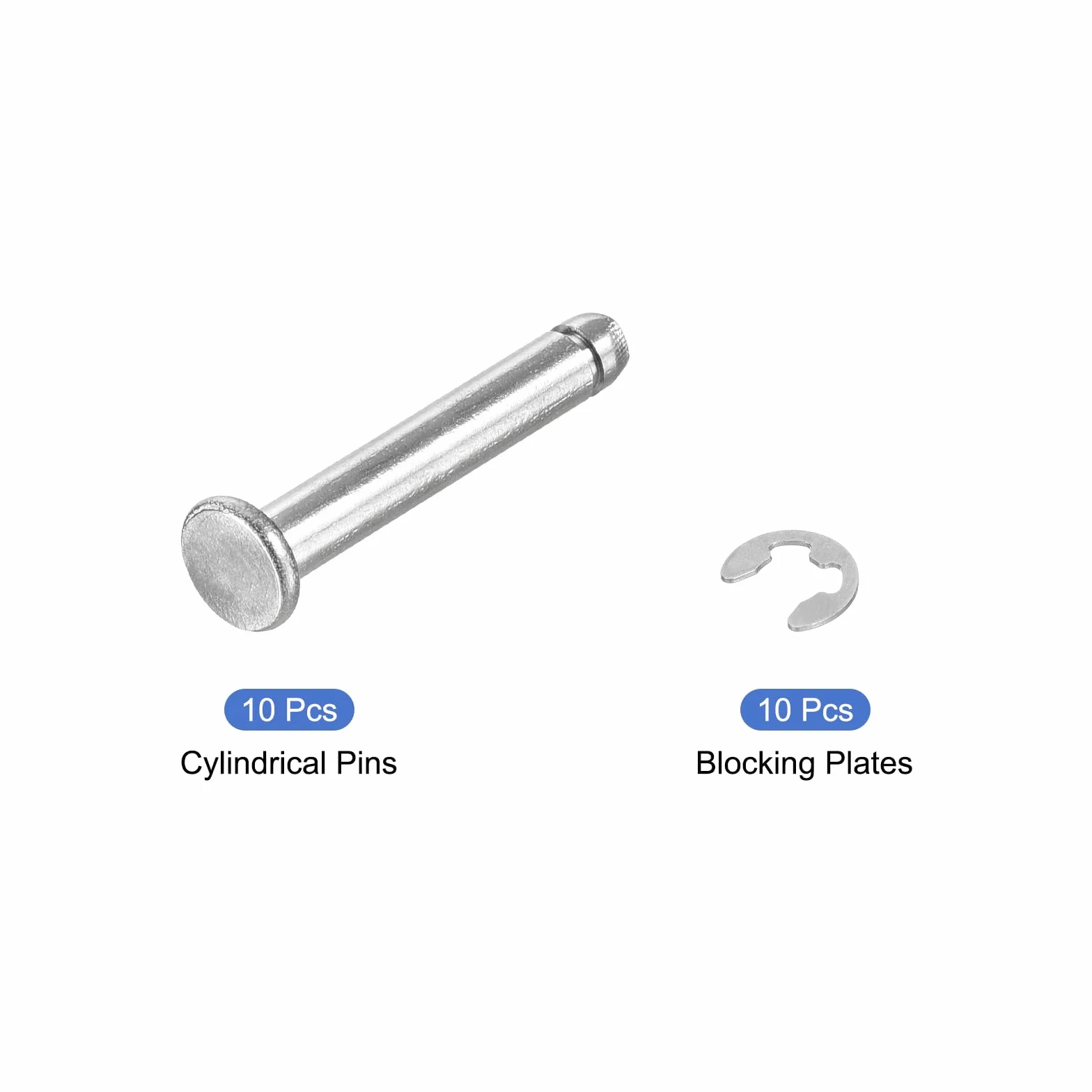 QUARKZMAN 10Set M4x25mm Perno Posizionamento Cilindrico Elastico Albero Acciaio Inossidabile 304, Perno Posizione Cilindro Cerniera Scanalato Testa Piatta con Ring Fissaggio Clip E, Argento