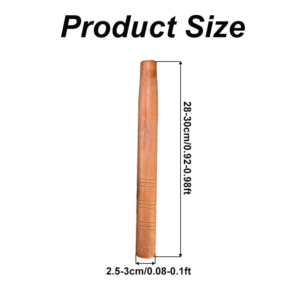 Martello da slitta con manico in legno di ricambio, manico a falce da 28-30 cm, per riparazioni di attrezzi da giardinaggio, 2 pezzi