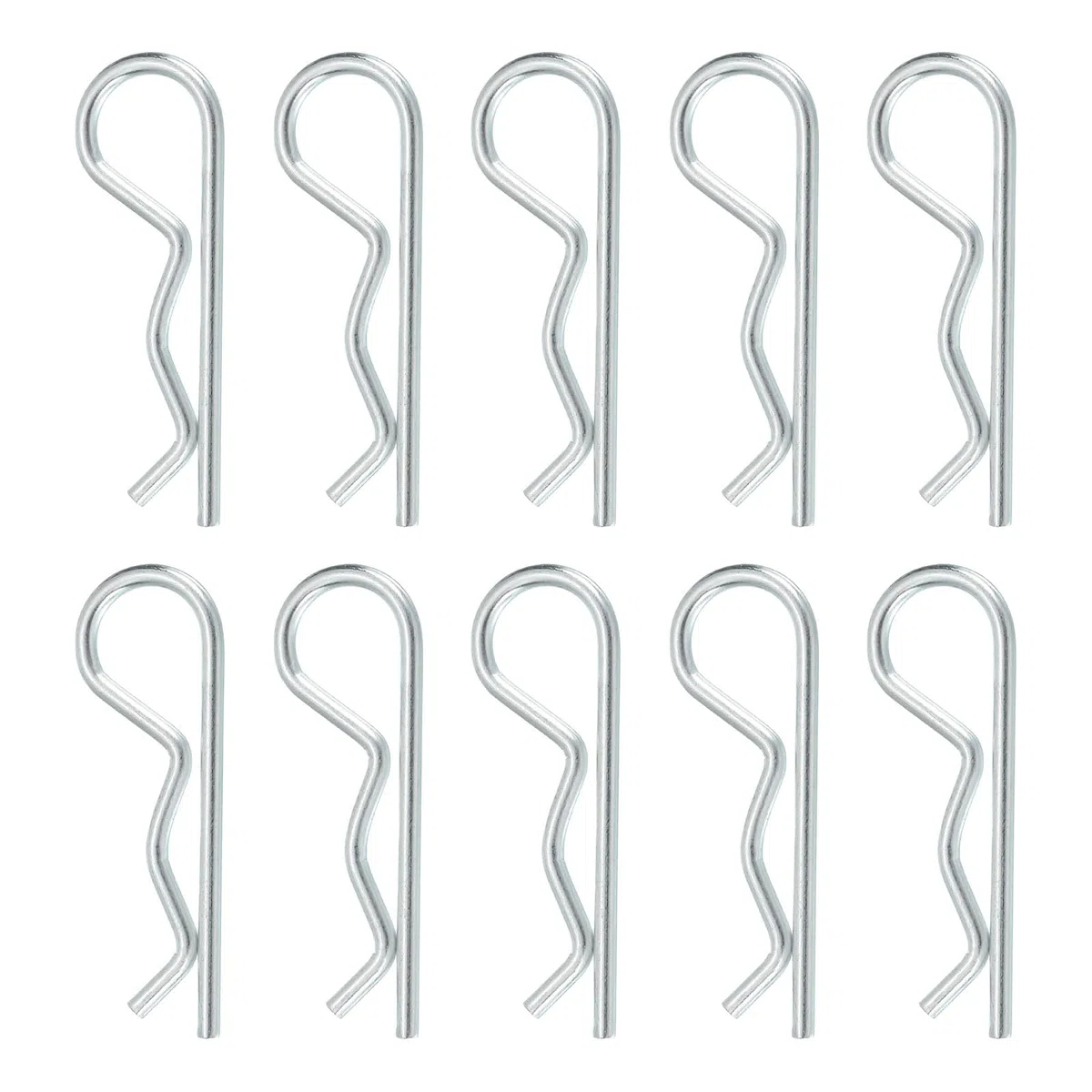 QUARKZMAN 10 Pcs Fermapin Clip, 2mm x 40mm R Clip Acciaio Al Carbonio Fermagli Filo Fermapin Kit Assortimento Clip per Rimorchio Trattori Tagliaerba Carrelli Camion Fermapin, Argento