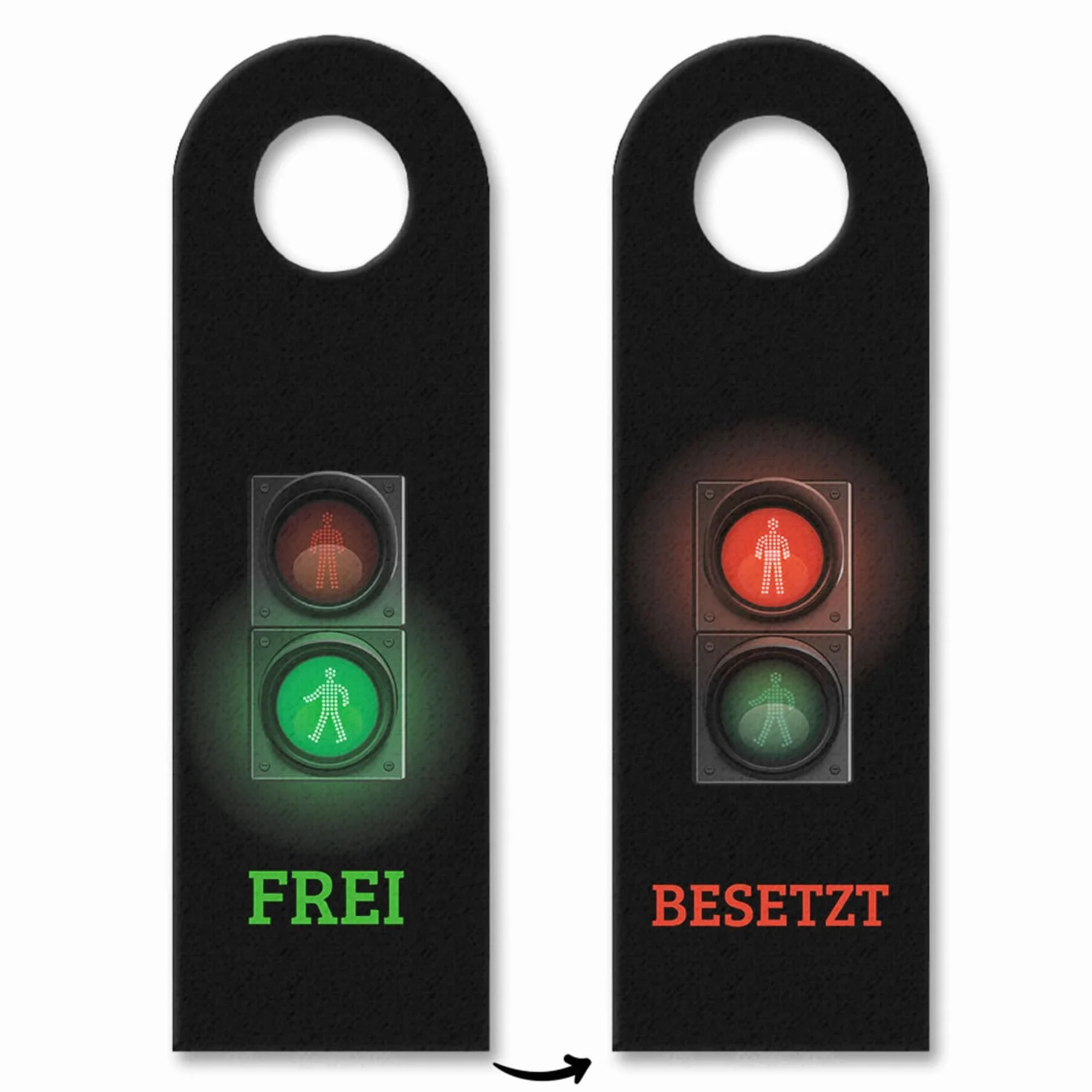 trendaffe - Gancio per porta libera o occupato con motivo semaforo in nero, per WC
