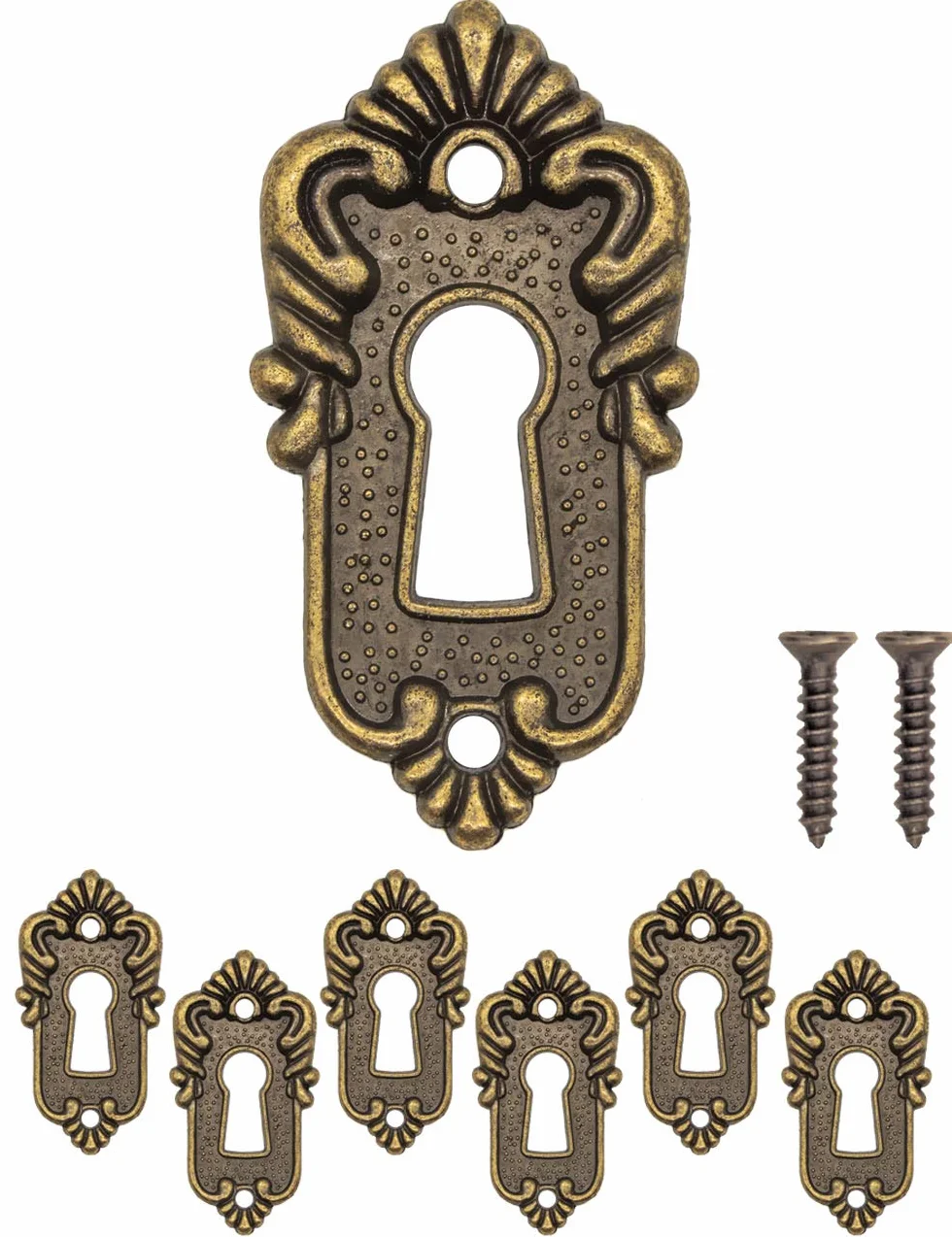 FUXXER® 6 placche antiche per chiavi in ottone vintage, decorative, 45 x 23 mm, bronzo