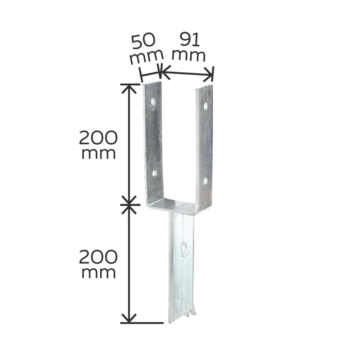 Alberts 216771 Supporto per Pali a U, zincato a Caldo, Ampiezza: 91 mm