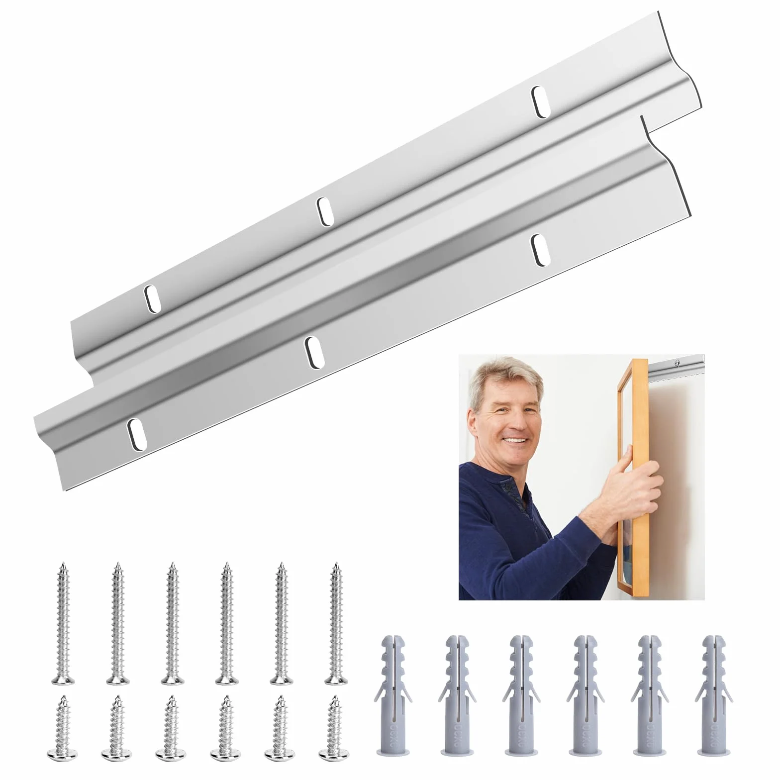 Staffa di Montaggio Nascosta 30CM per Cornice, Z Bar Kit Hardware per Appendere Quadri Pesanti