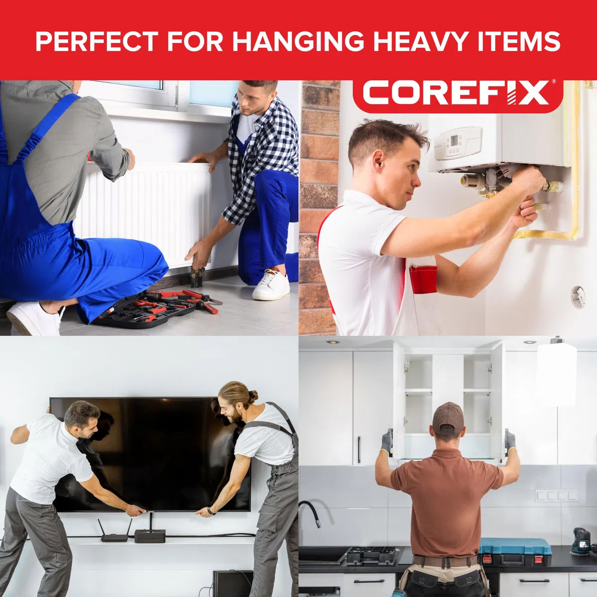 Corefix, fissaggi resistenti per cartongesso, testati fino a una portata di 250 kg, confezione da 4 pezzi