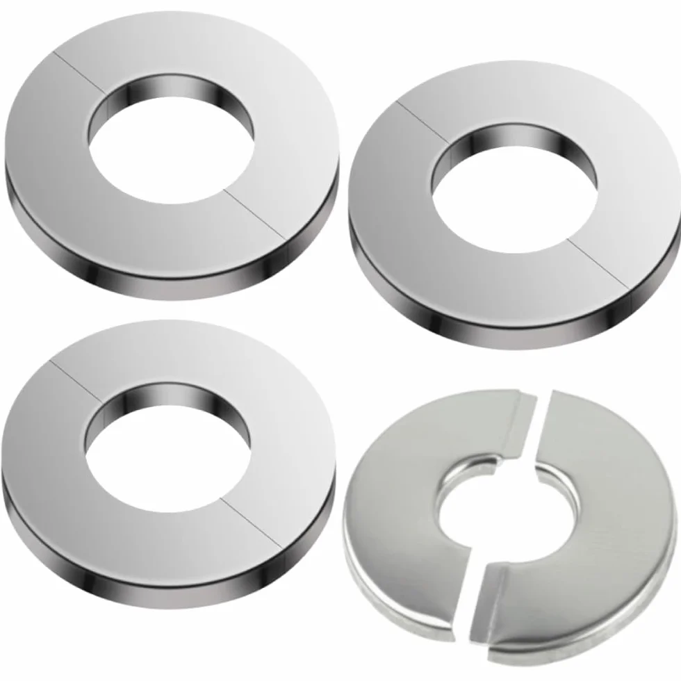 Flangia divisa da parete, in acciaio inossidabile, piastra autoadesiva per tubi del bagno, per tubo di scarico del rubinetto del radiatore, 42 mm, 4 pezzi