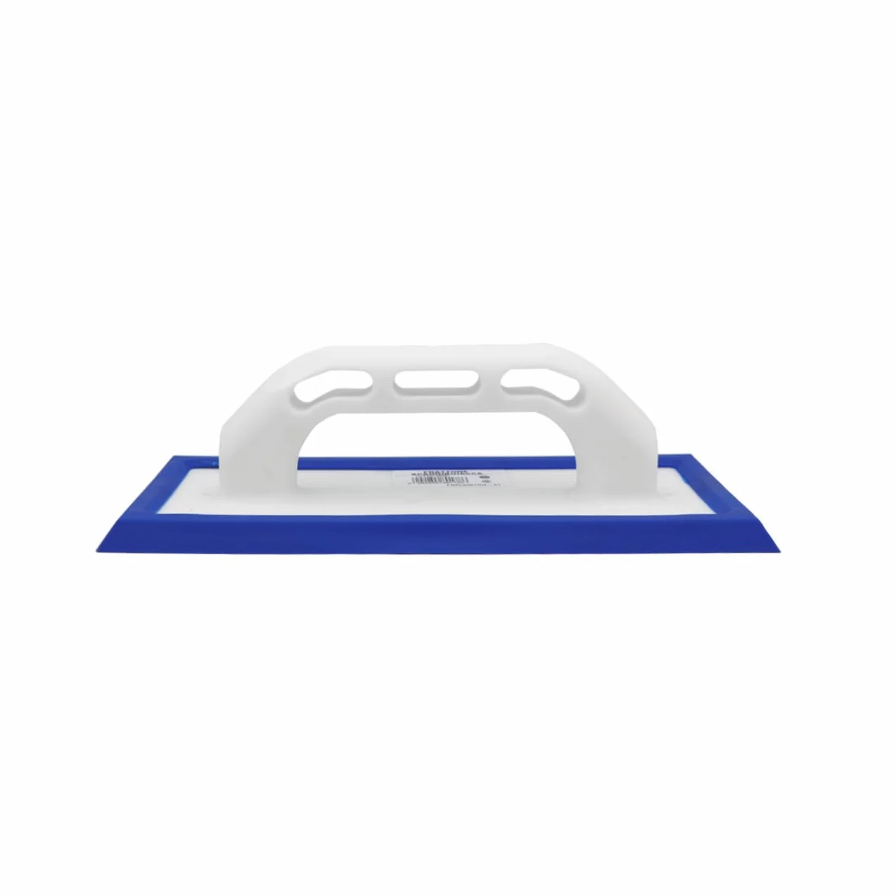 3220 Frattazzo in caucciu con manico ergonomico. Dimnsioni 250x110 mm. Colore bianco/blu