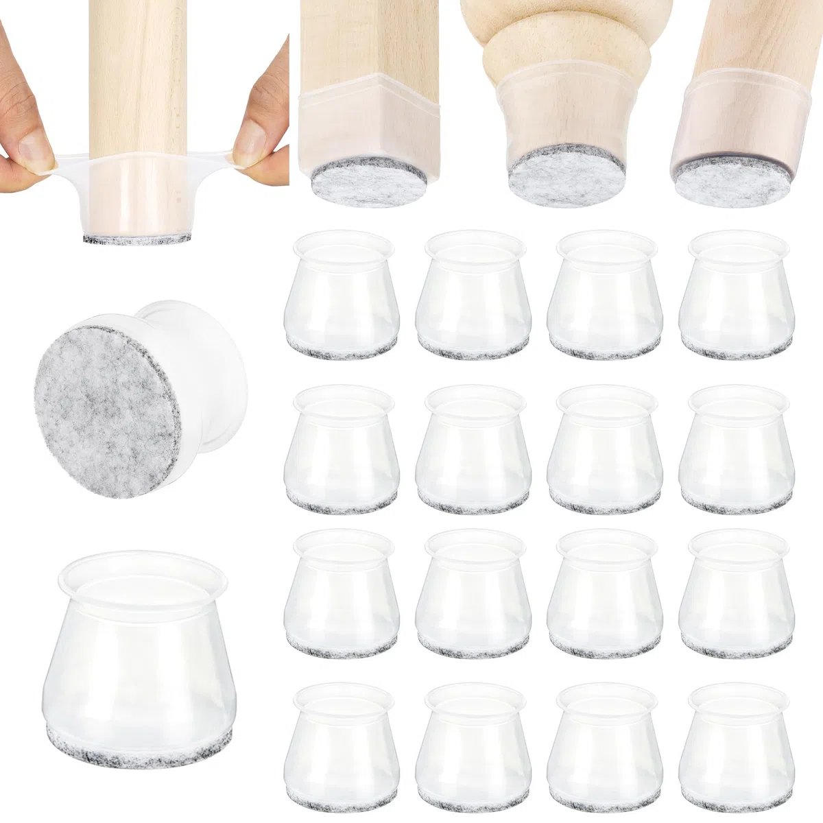 Aneaseit Protezioni per gambe della sedia, 3,8 cm x 16 pezzi, in morbido silicone, per piedini di mobili e pavimenti in legno, misura media