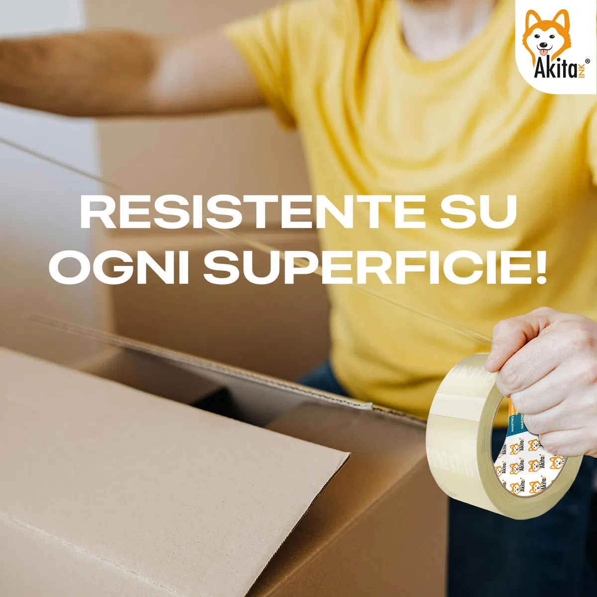 AKITAInk Nastro Adesivo Trasparente per Imballaggio 6 Rotoli – 50mm x 66m x 76mm – PP Silenzioso, Alta Aderenza, Resistente a Strappi – Ideale per Pacchi, Scatole, Spedizioni e Trasloco