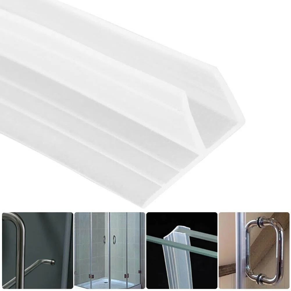 SPORTARC Striscia di tenuta per porta della doccia per vetro da 6 mm, 2 m a forma di F, perfetta guarnizione trasparente per schermo della doccia, ricambio per spessore del vetro 6 mm