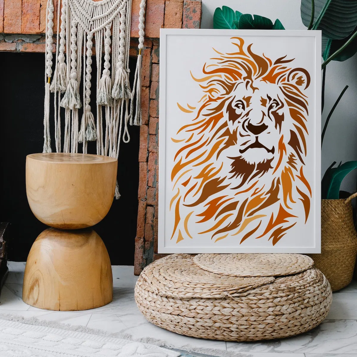 FINGERINSPIRE Sciabola da Leone Tribale, Modello per Dipinti 29,7x21 cm, Grande Disegno di Leone, Modello in Plastica, Tema Animale Domestico, Sciabola da Pittura per Fai-da-Te, Artigianato, Lavori a
