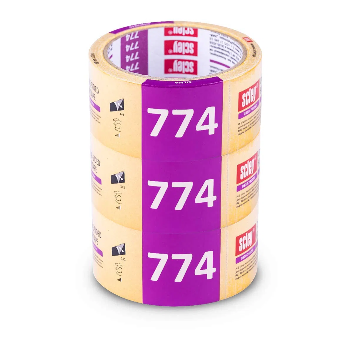 3x nastro biadesivo 48 mm x 10 m serie 774. Nastro per moquette e adesivo universale per vetro, plastica, legno e metallo. Alta tenuta per fissaggio sicuro su diverse superfici.