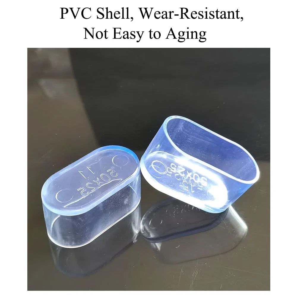 10 coperture ovali in gomma trasparente per gambe di sedie, in PVC, antigraffio, per mobili, tavoli, sedie, scrivanie (15 x 30 mm)