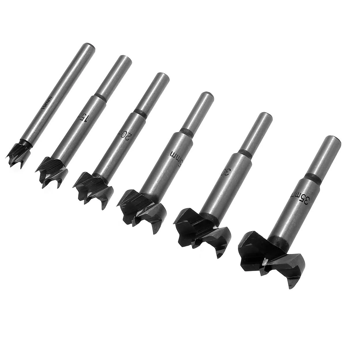 TOPWAY Forstner Punta per trapano per legno, 6 pezzi Cerniera per lavorazione del legno in acciaio al carburo ad alta velocità Set di foratura per seghe a tazza HSS per compensato 10mm-30mm