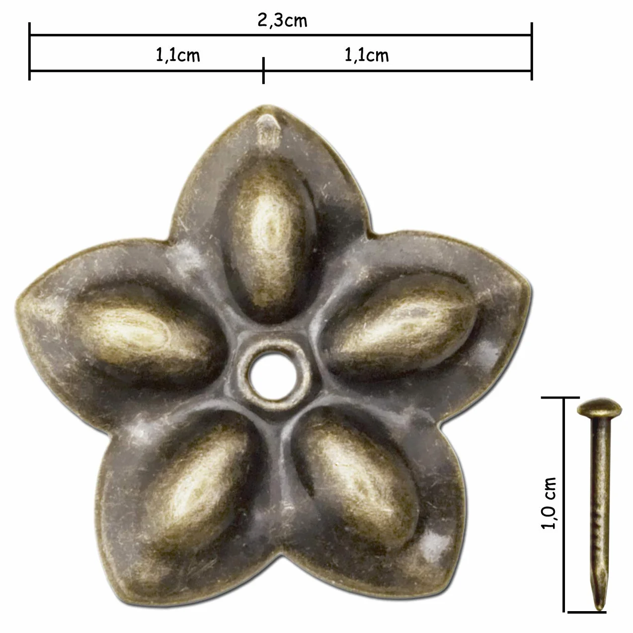 Chiodi decorativi antiche 23x23 mm bronzo/ottone set 50