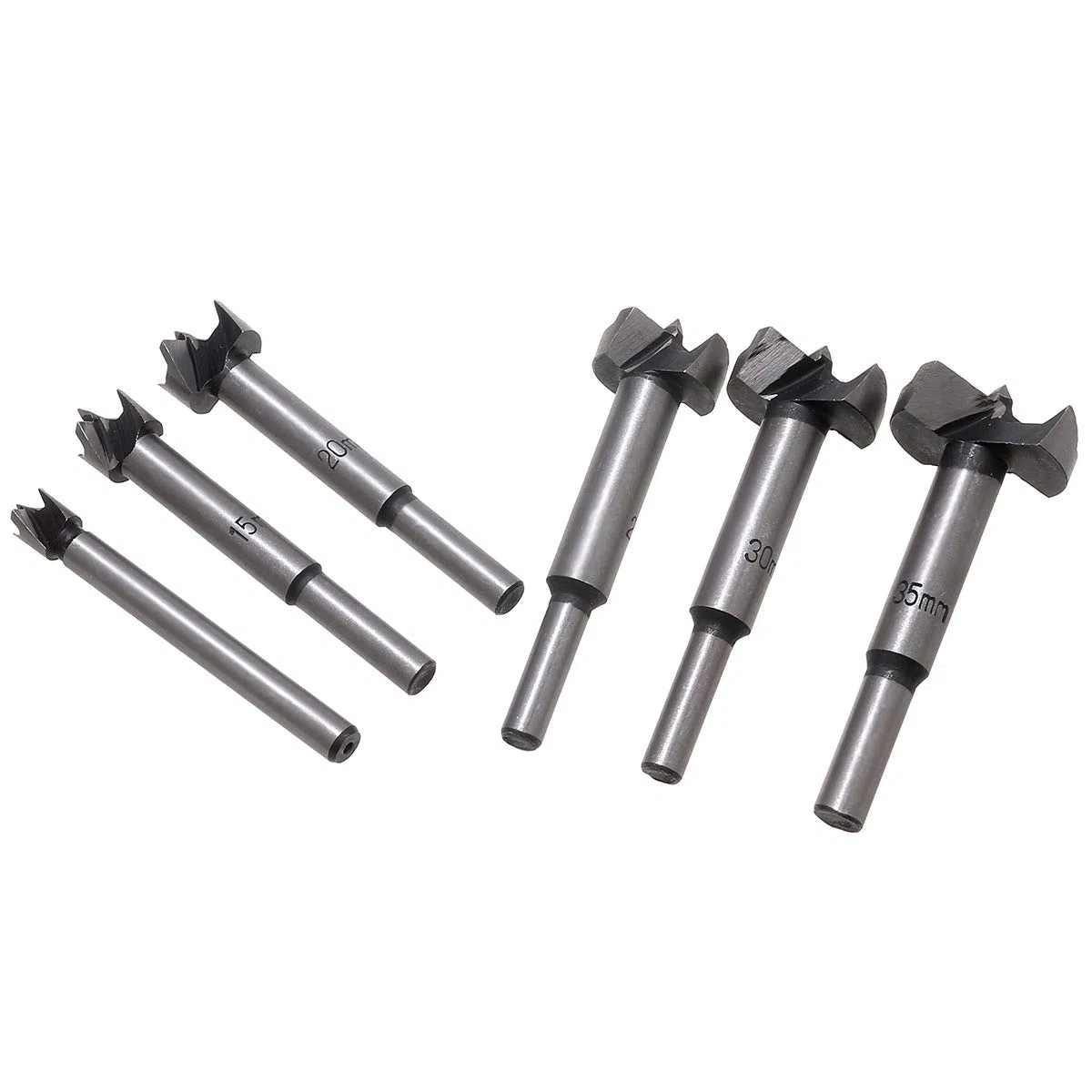 TOPWAY Forstner Punta per trapano per legno, 6 pezzi Cerniera per lavorazione del legno in acciaio al carburo ad alta velocità Set di foratura per seghe a tazza HSS per compensato 10mm-30mm