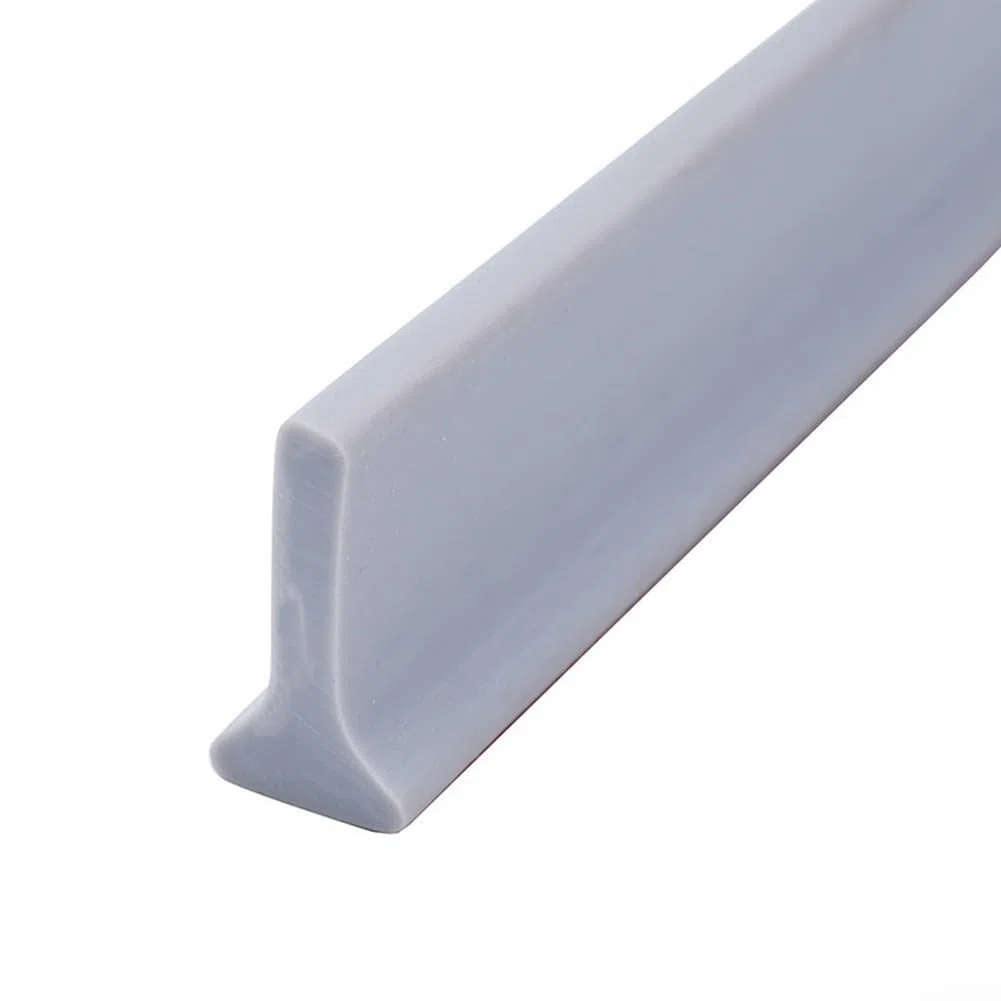 Striscia di barriera per doccia in silicone flessibile per il bagno, impermeabile, guarnizione per soglia per docce senza curvatura e ritenzione idrica (grigio, 2 m)