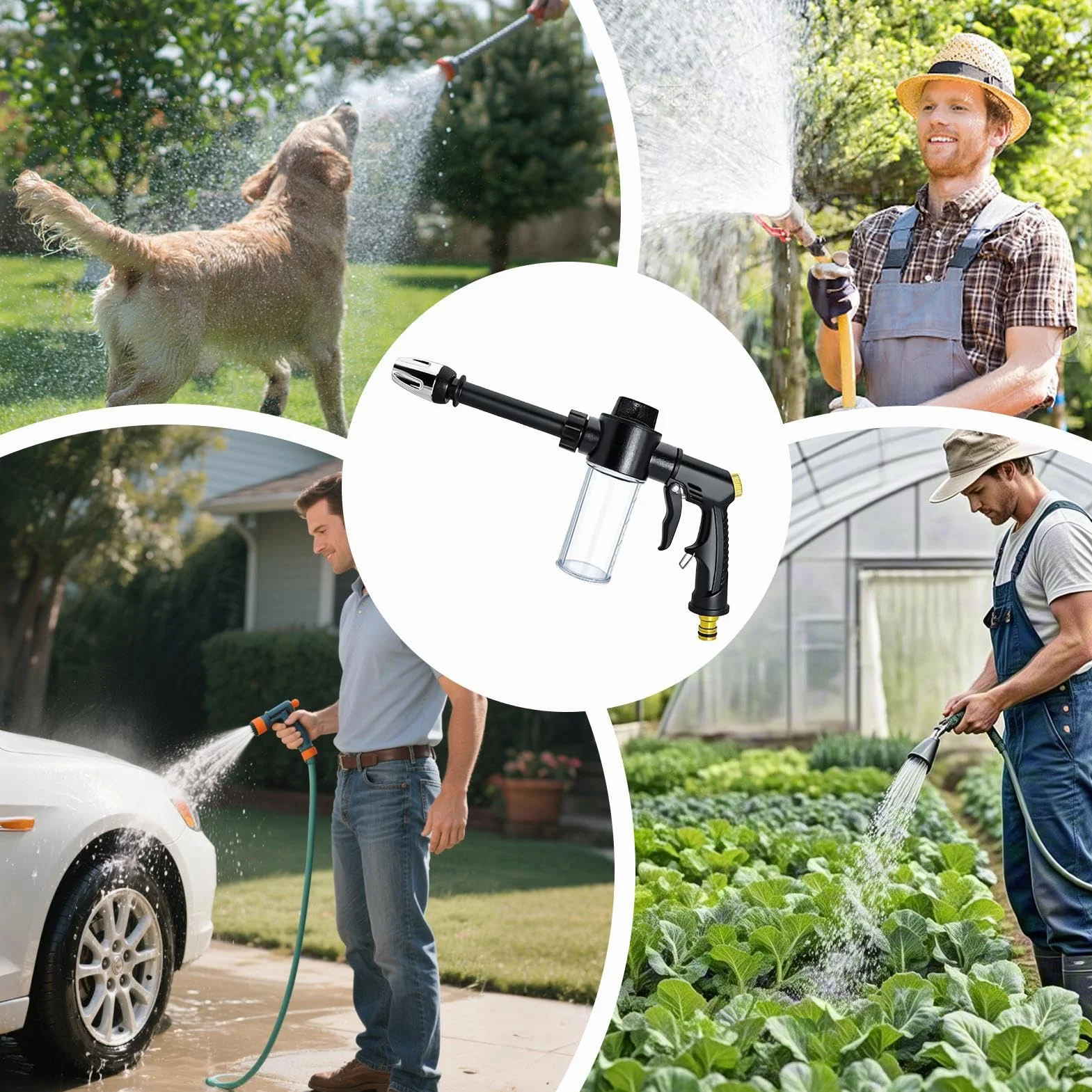 Pistola Per Schiuma, Pistola Per Lavaggio Auto Con Getto Di Schiuma Regolabile Per Auto, Include Dispenser Di Sapone, Per Pulizia Moto Camion Giardino Pannelli Per Animali Domesti