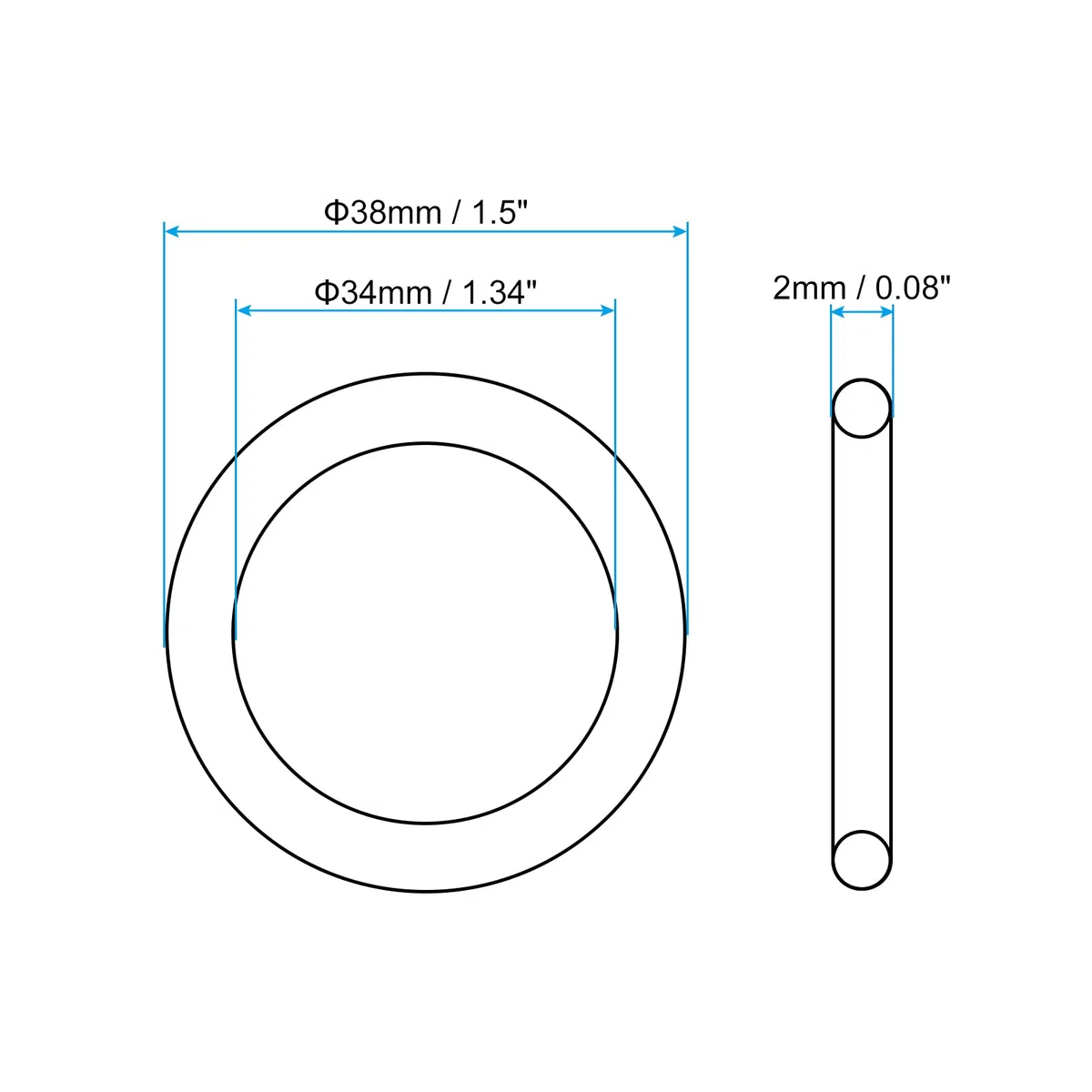 PATIKIL Nitrile Gomma O-Ring 38mm OD x 34mm ID x 2mm Larghezza, 20 Pezzi Metrico Sigillatura Guarnizione Anelli Rubinetti per Rubinetto Idraulica Automobilismo Riparazione, Nero