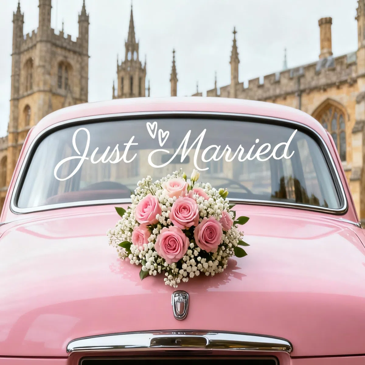 Just Married Adesivo Auto, Vinyl PVC Bianco Adesivo Paraurti Matrimonio Eleganti Decorazioni Auto Matrimonio per Veicolo Sposa & Sposo