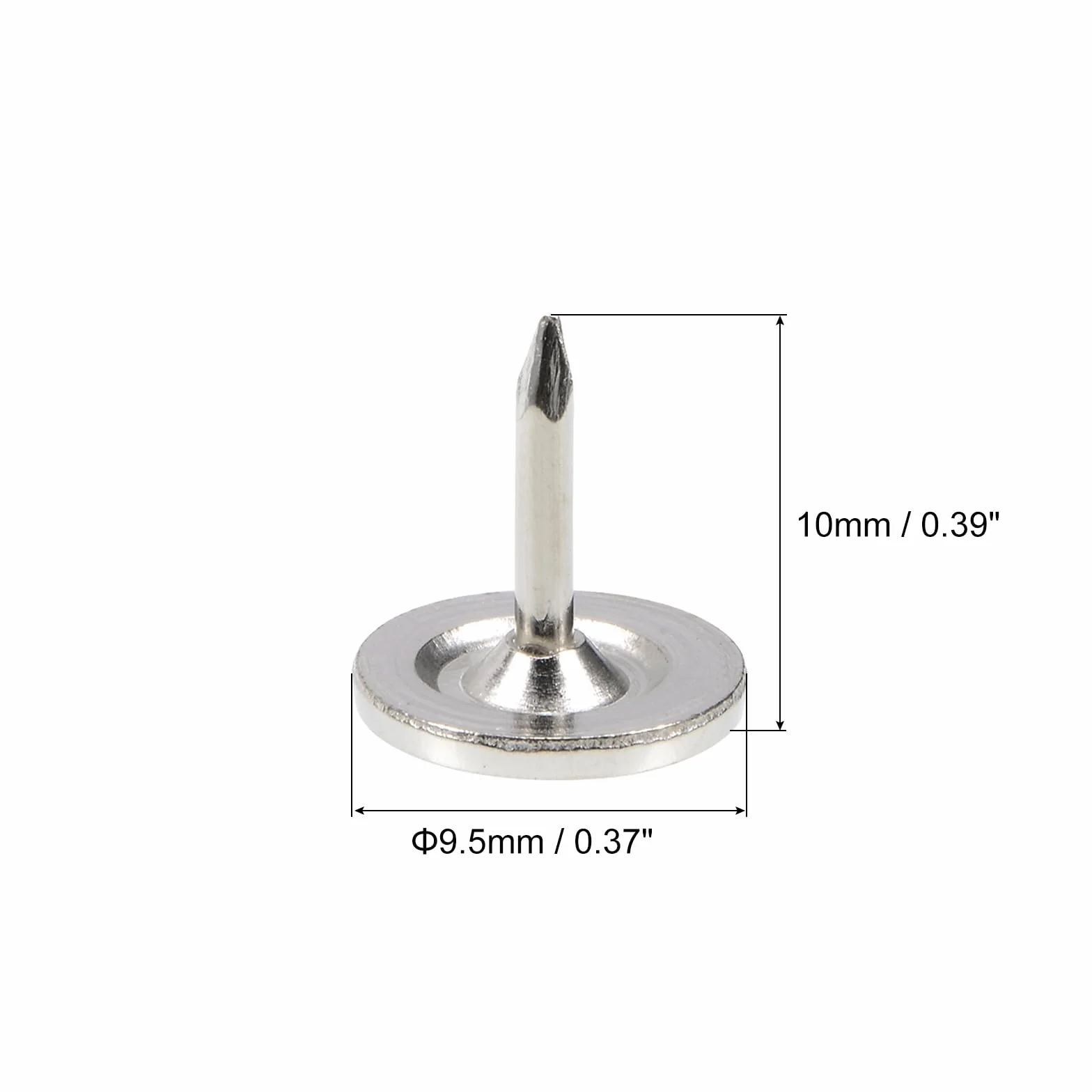 QUARKZMAN 30Pz Chiodi per Tappezzeria, Testa Piatta 9,5mm x 10mm, Puntine da Disegno Chiodi Decorativi per Lavagna Sughero Mobili, Puntine per Mobili, Divani, Testate, Argento