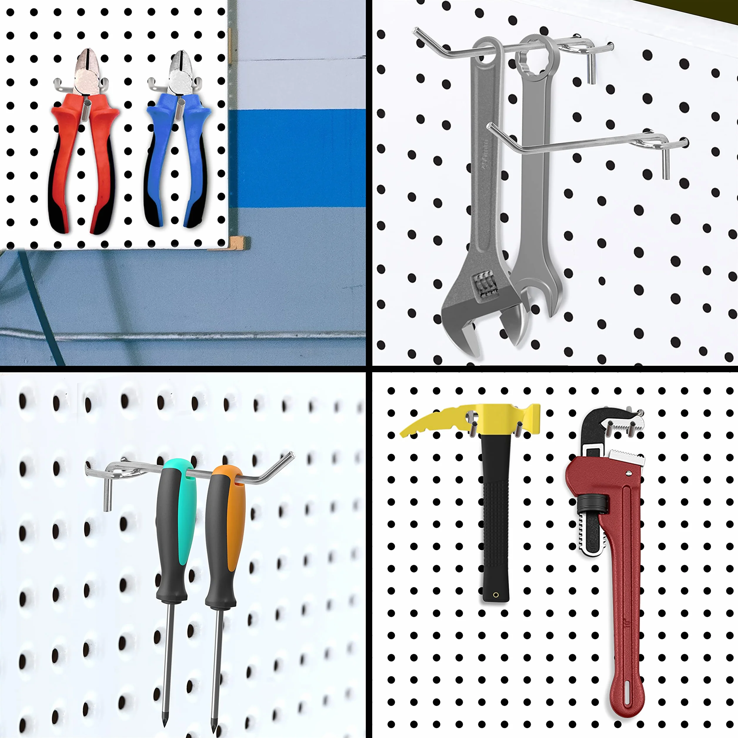 Belle Vous 50pz Ganci Pannello Portautensili in Acciaio - 10,5 cm - Ganci per Pannello Forato Portautensili per Resistenti - Ganci Porta Attrezzi Banco da Lavoro Officina, Garage e Scaffali Negozi