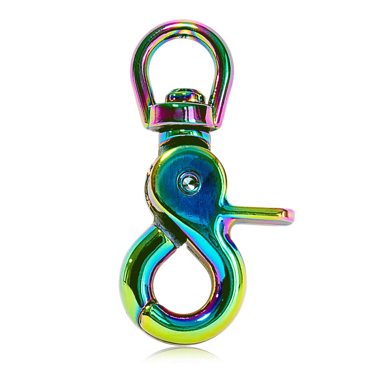 Ganzoo set da 2 ganci moschettone a forbice con testa girevole, snodo girevole saldato 360 gradi, acciaio legato inox, 61 mm, per guinzaglio collare cane, Paracord 550, portachiavi, arcobaleno