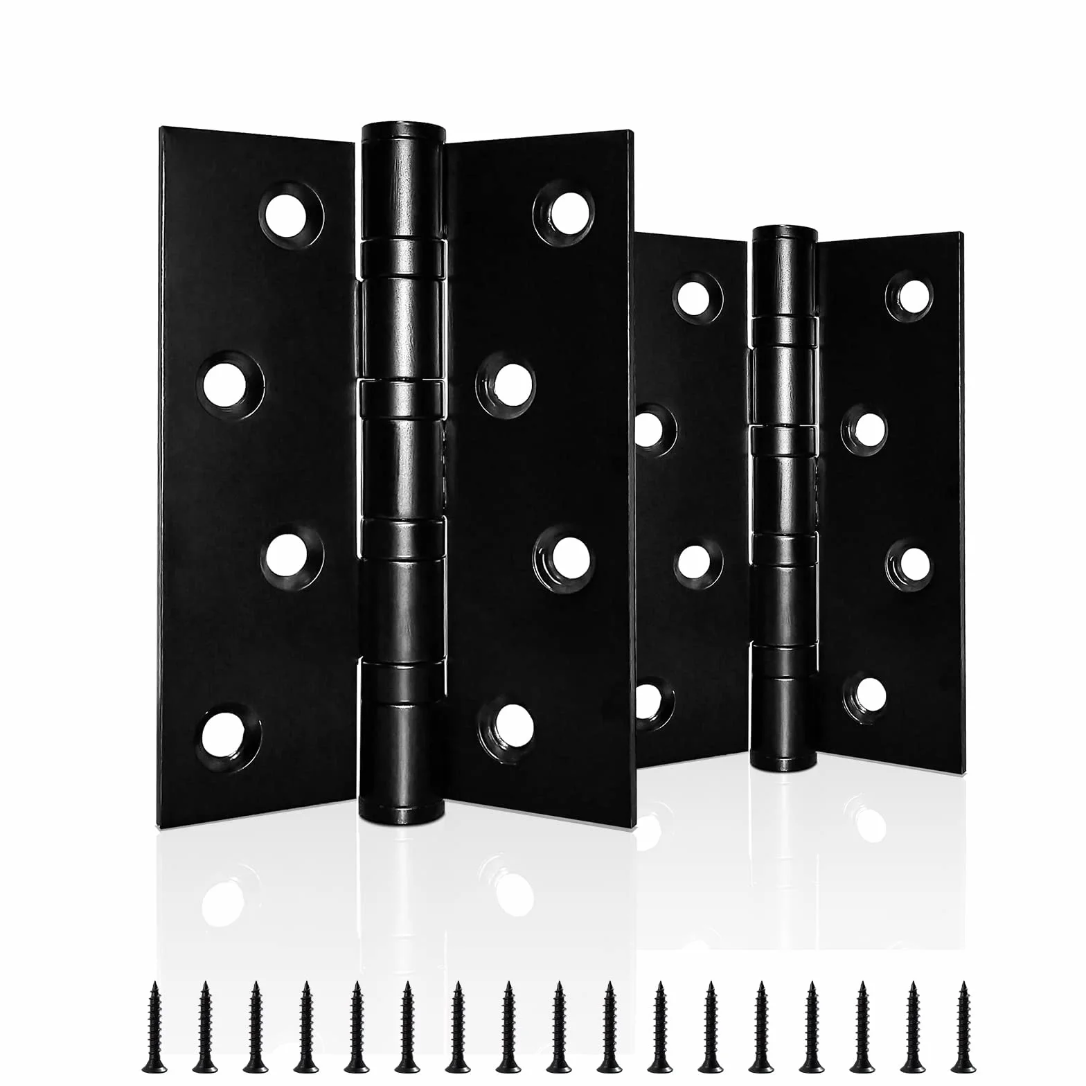 AOLISHENG 4 inch cerniere porte acciaio Inox 100mm per legno pesanti per porte interne esterne, 1 paia nero(100mm × 76mm)