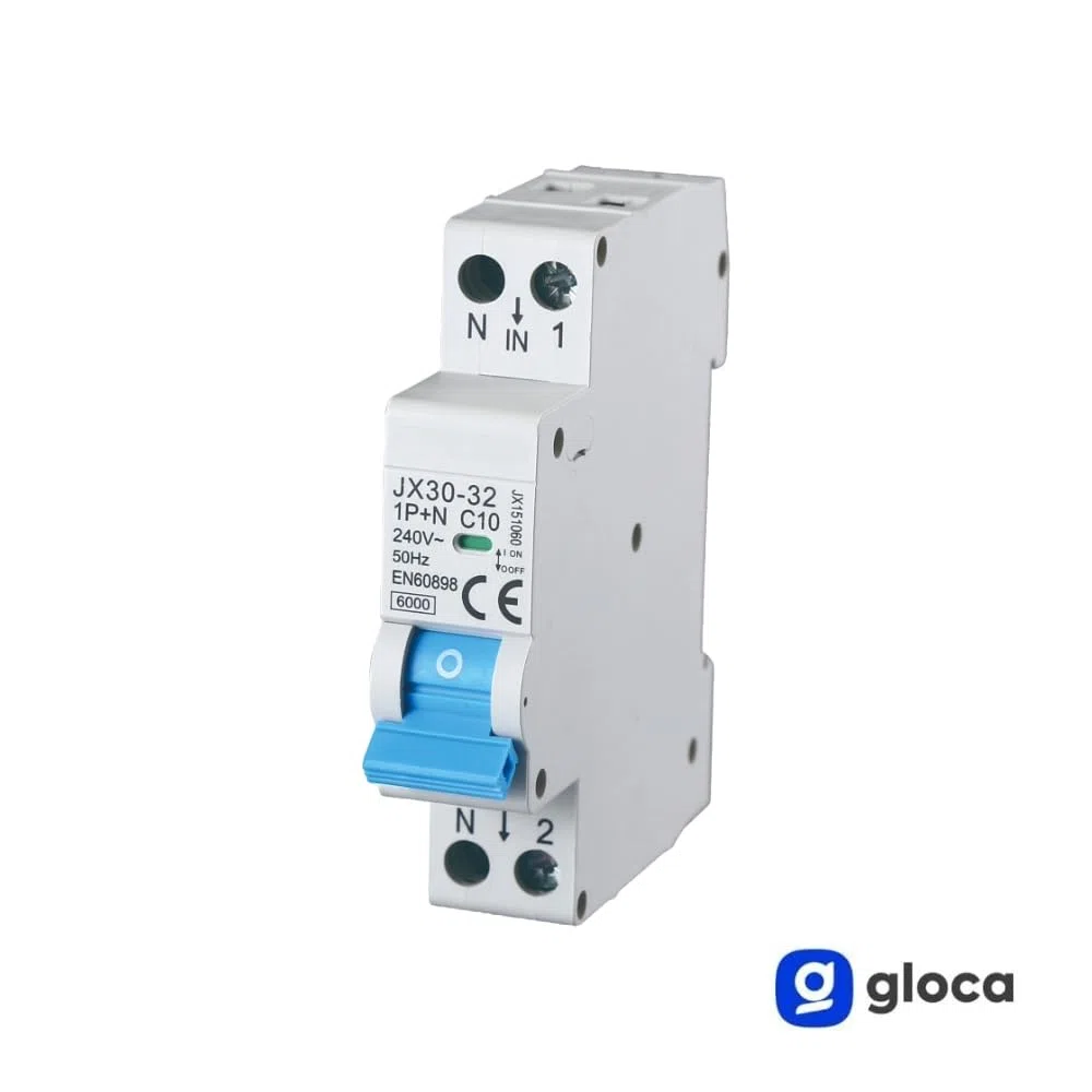 gloca Interruttore Magnetotermico Automatico 1P+N 220V 6KA 1 Modulo DIN (10 Ampere, 1)