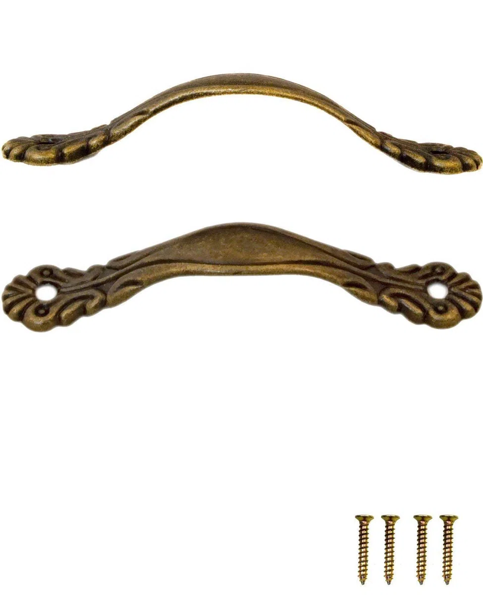 Fuxxer - 2x maniglie per cassetti, design bronzo antico, per cassettiere ante buffets comò in stile vintage rustico retrò, 80 x 14 mm