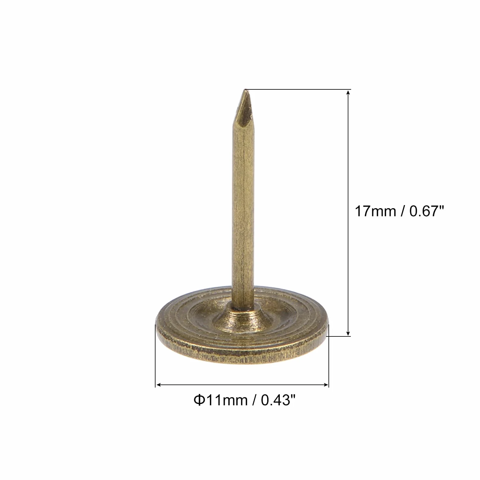 QUARKZMAN 30Pz Chiodi per Tappezzeria, Testa Piana 11mmx17mm Puntine da Disegno Chiodi Decorativi per Lavagna Sughero Mobili, Puntine per Mobili, Divani, Testate, Bronzo