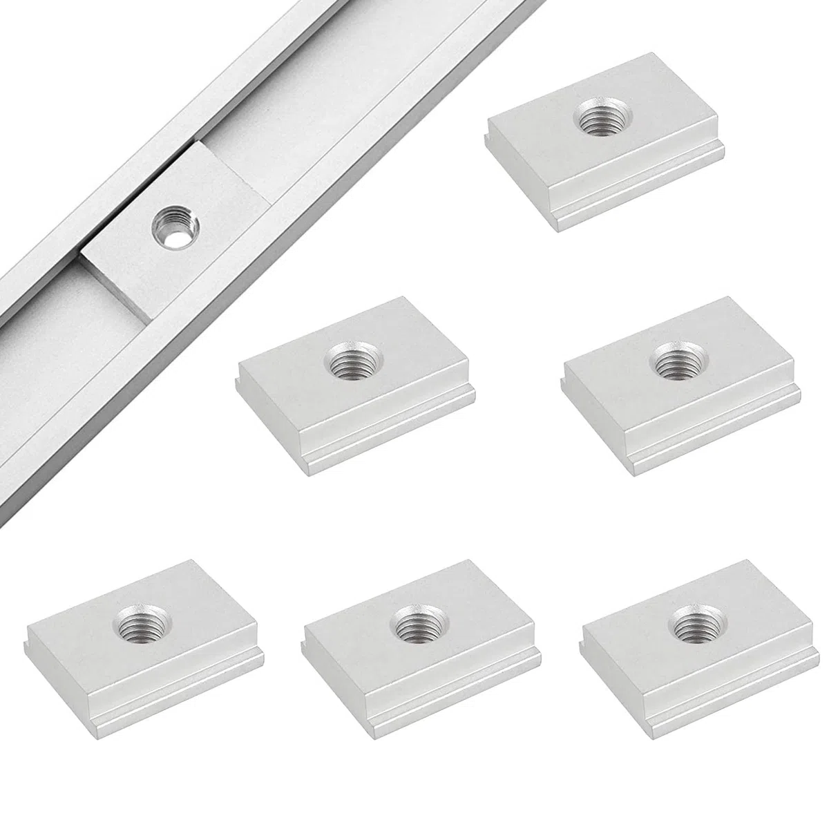 Ericrise 6 dadi a scanalatura a T M6, T-Track Slider dadi scorrevoli M6, T-Track in lega di alluminio, fissaggio a fessura per viti per strumento di lavoro del legno, 30 x 23 x 7,8 mm