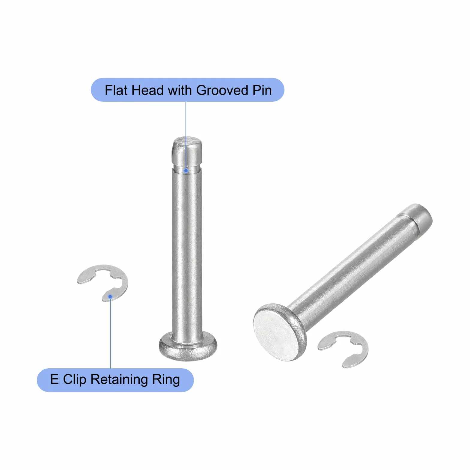 QUARKZMAN 10Set M3x20mm Perno Posizionamento Cilindrico Elastico Albero Acciaio Inossidabile 304, Perno Posizione Cilindro Cerniera Scanalato Testa Piatta con Ring Fissaggio Clip E, Argento