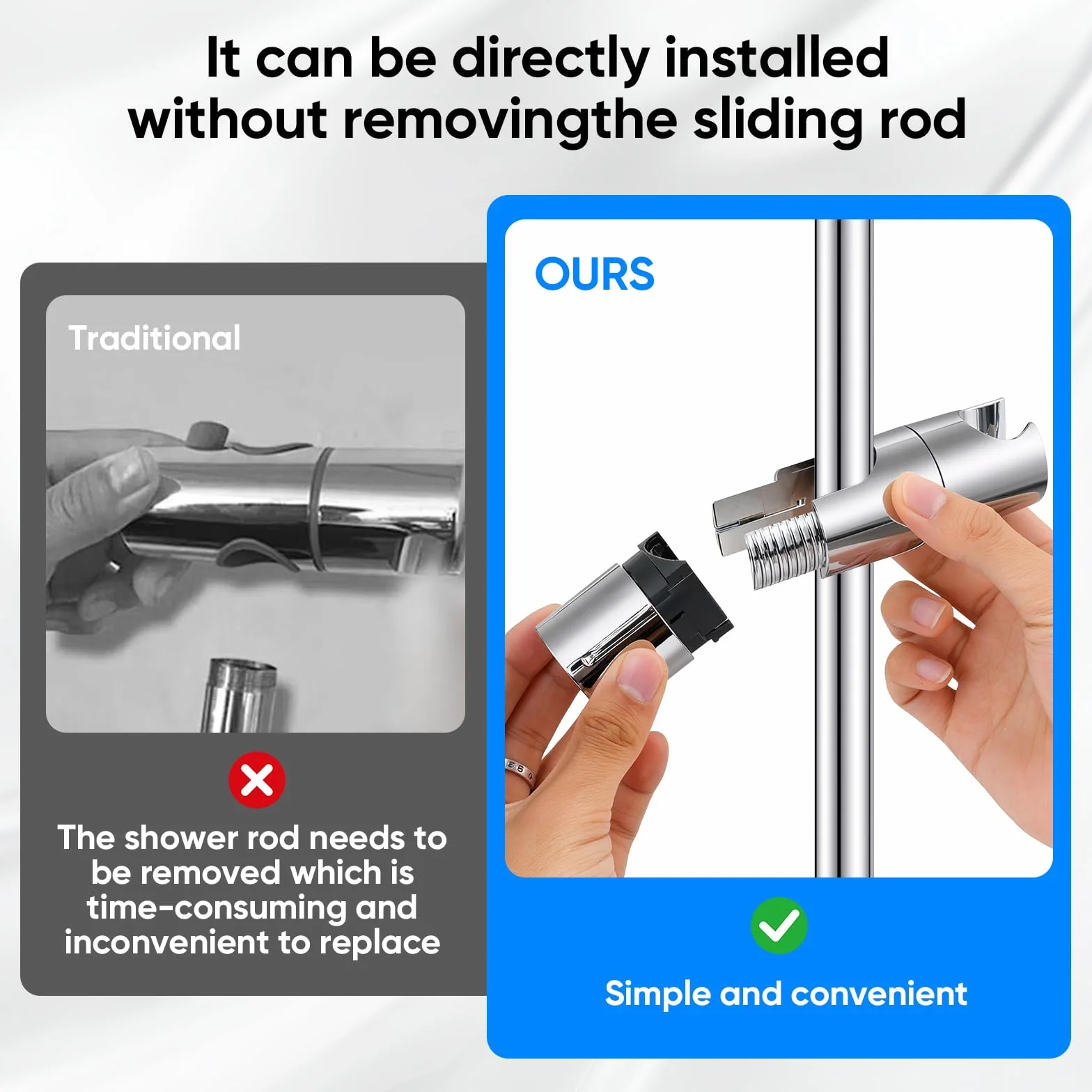 URAQT Universale Supporto Soffione Doccia, Supporto Doccia Regolabile a 360°, Rimovibile Supportos per Doccias Adatto per Asta Doccia da Diametro 18-25 mm, Universale Doccias Supportos Accessori Bagno