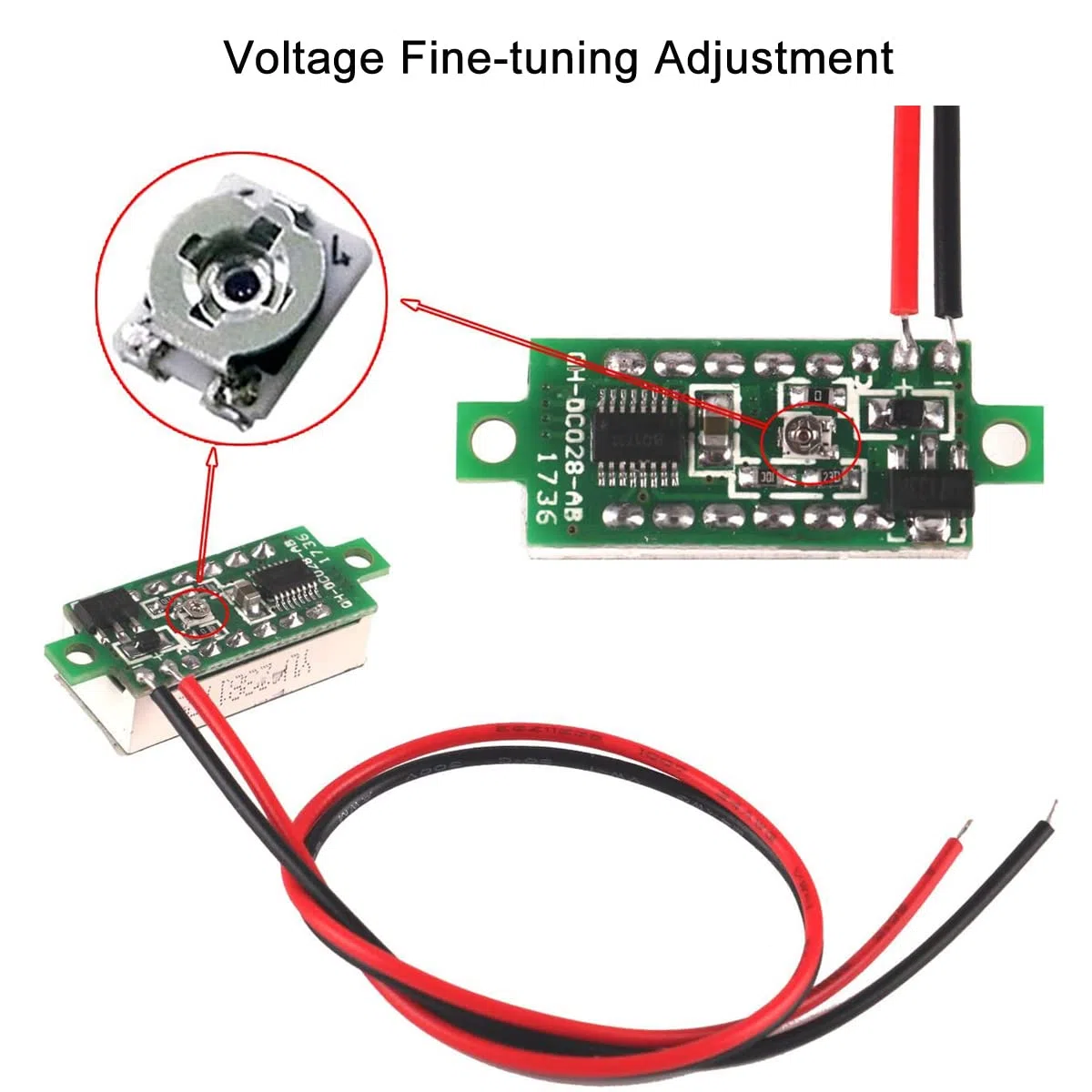 Greluma 5 Pezzi Mini voltmetro DC digitale da 0,28", misuratore di tensione del voltmetro DC a due fili da 2,5 V-30 V - 5 colori